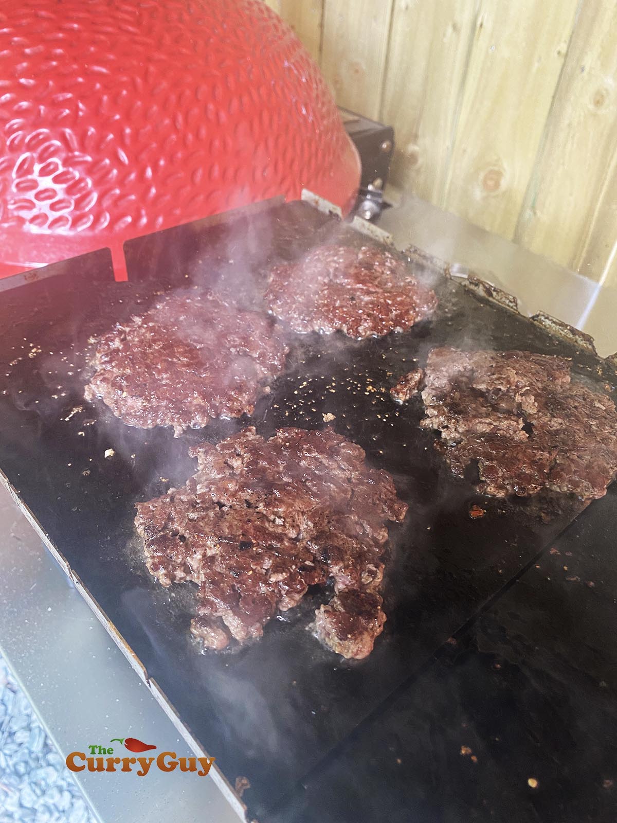 Flipped burger patties