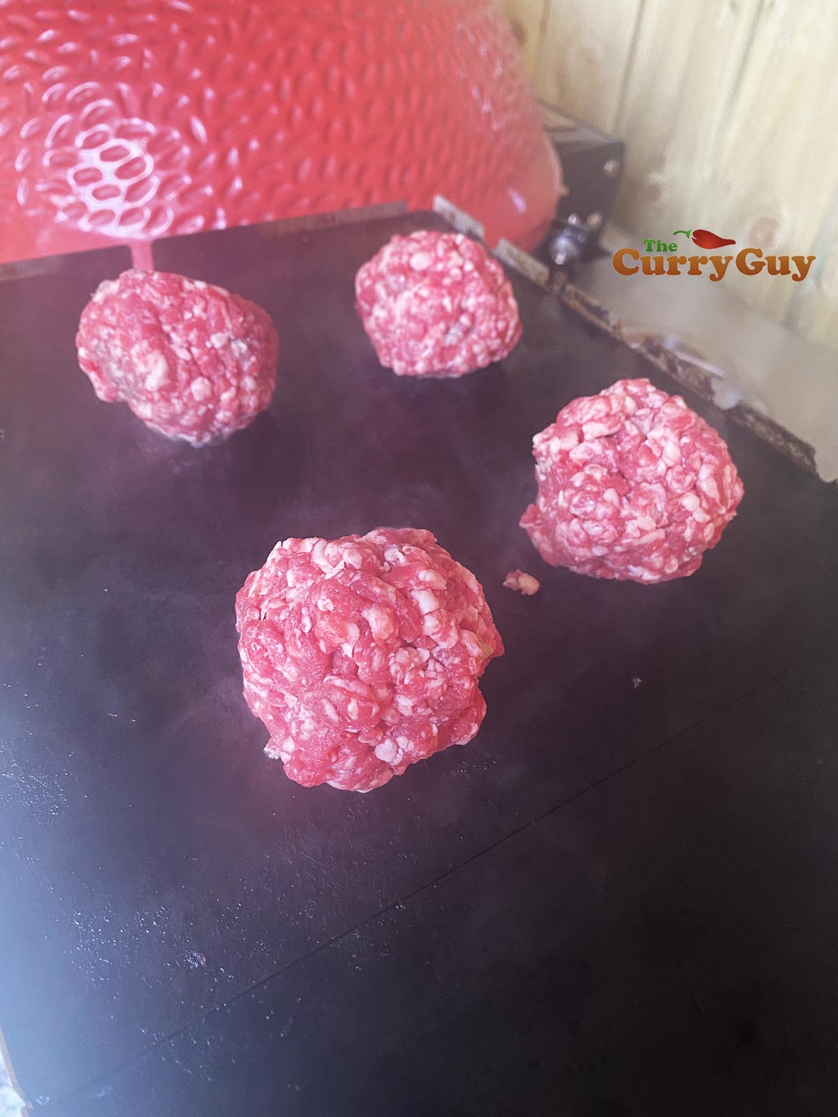 Beef balls on grill