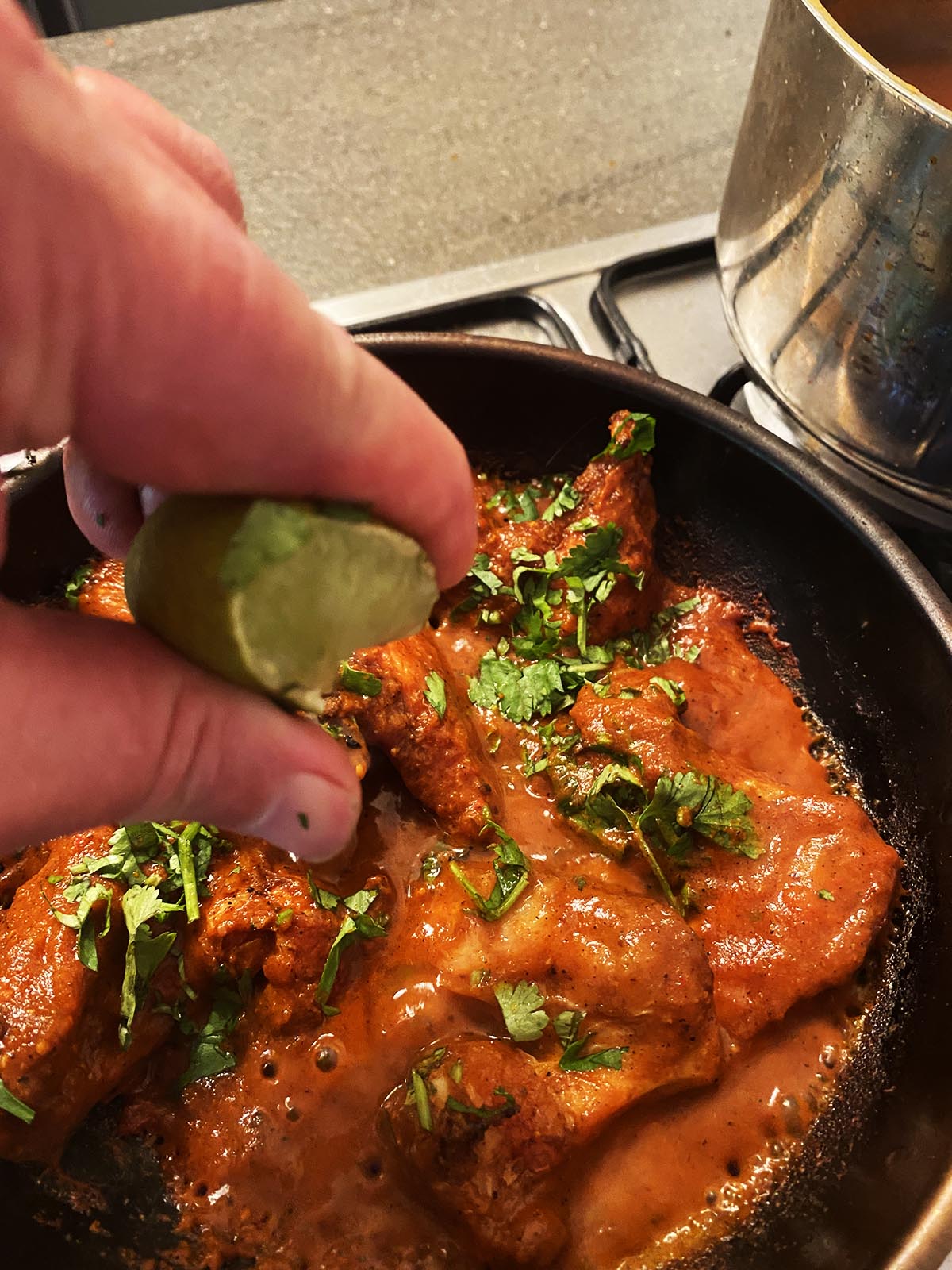 Finishing up the curry