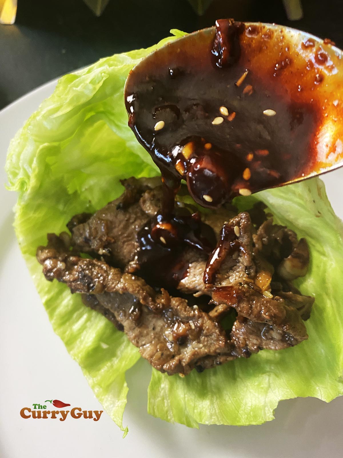 beef bulgogi in a lettuce leaf