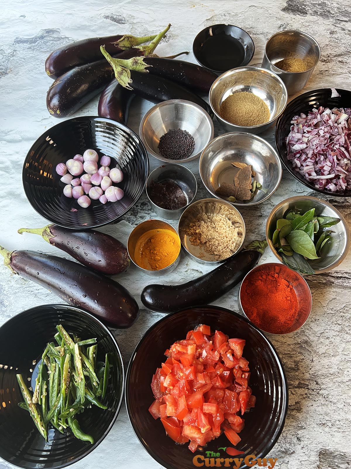 Ingredients for eggplant curry