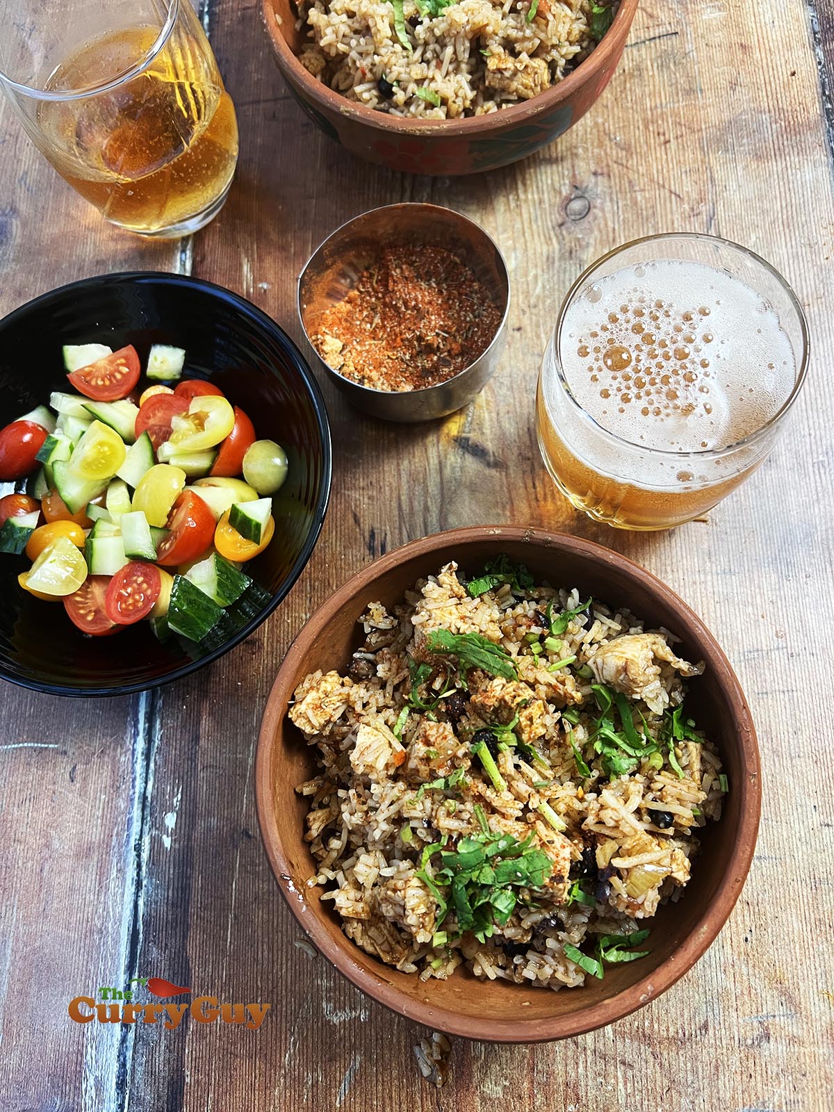 Serving leftover turkey Jamaican rice