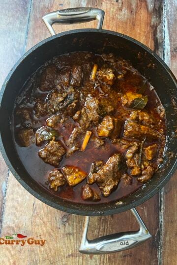 Finished black pork curry