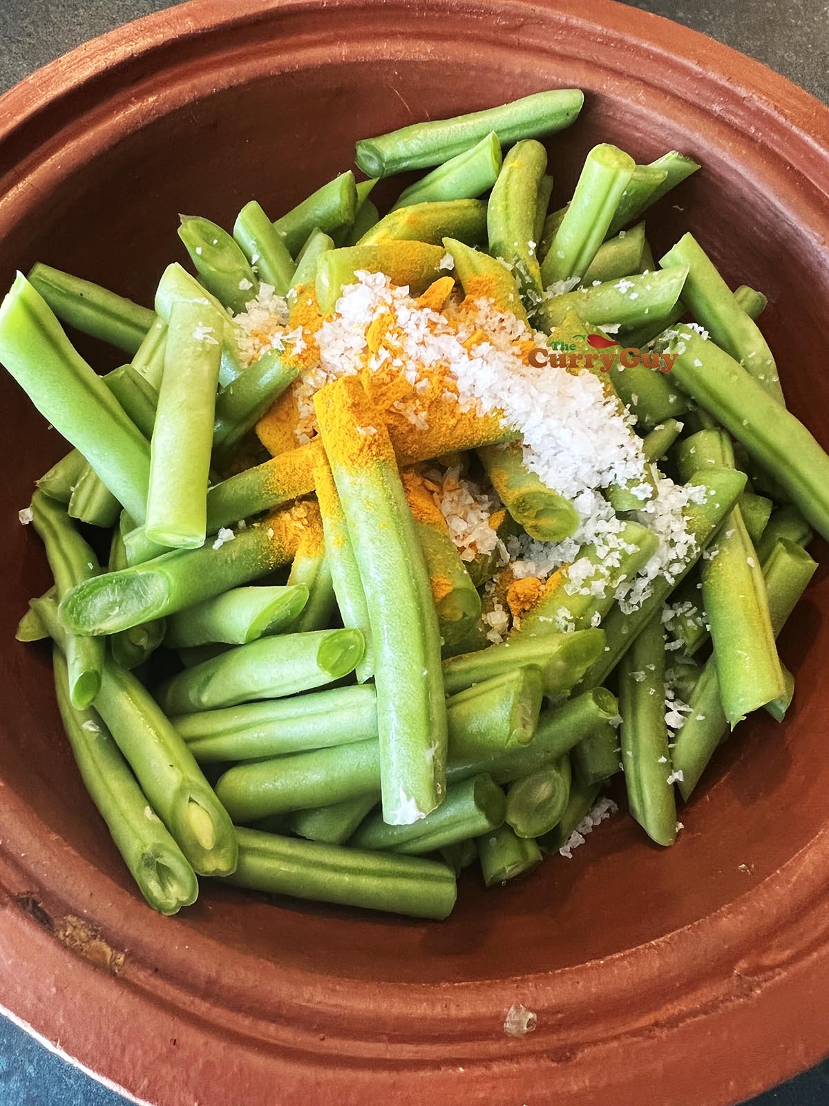 beans mixed with salt and turmeric