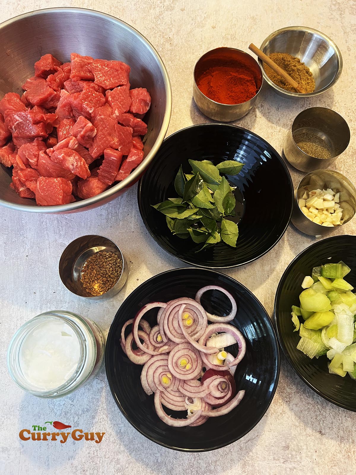 Ingredients for Sri Lankan beef curry