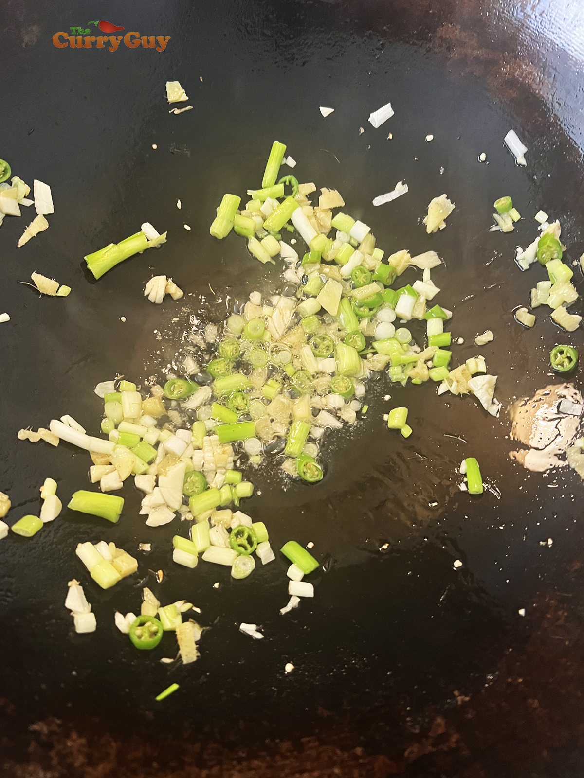 Frying aromatic ingredients.