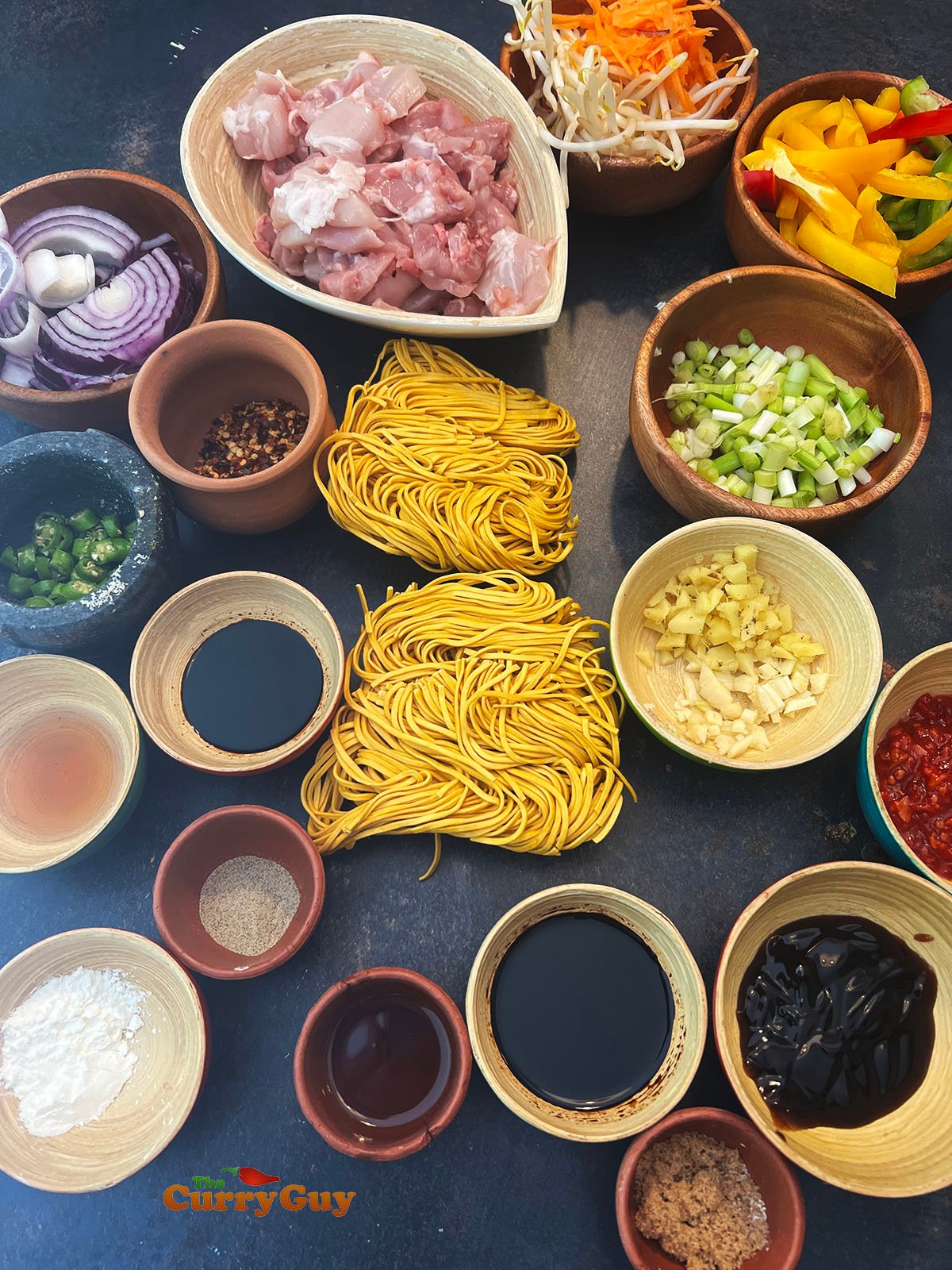 Ingredients for spicy chicken chow mein