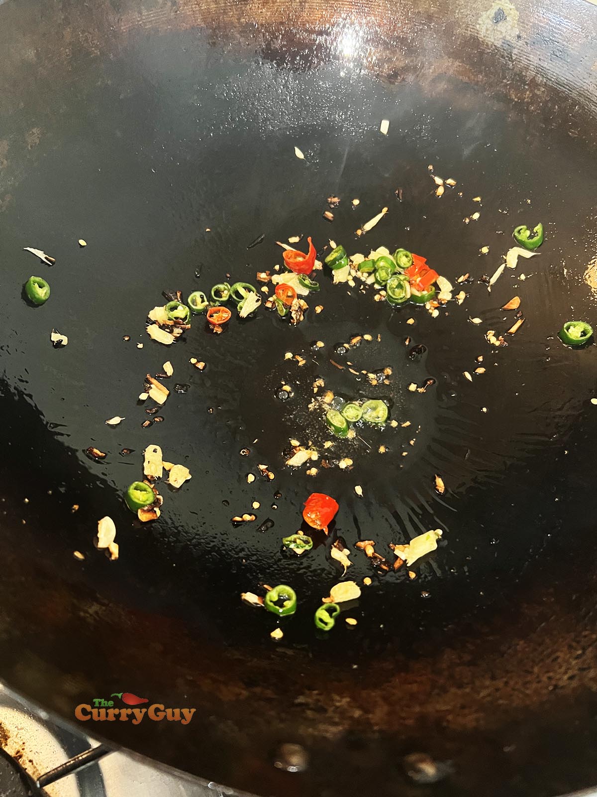 Frying chillies