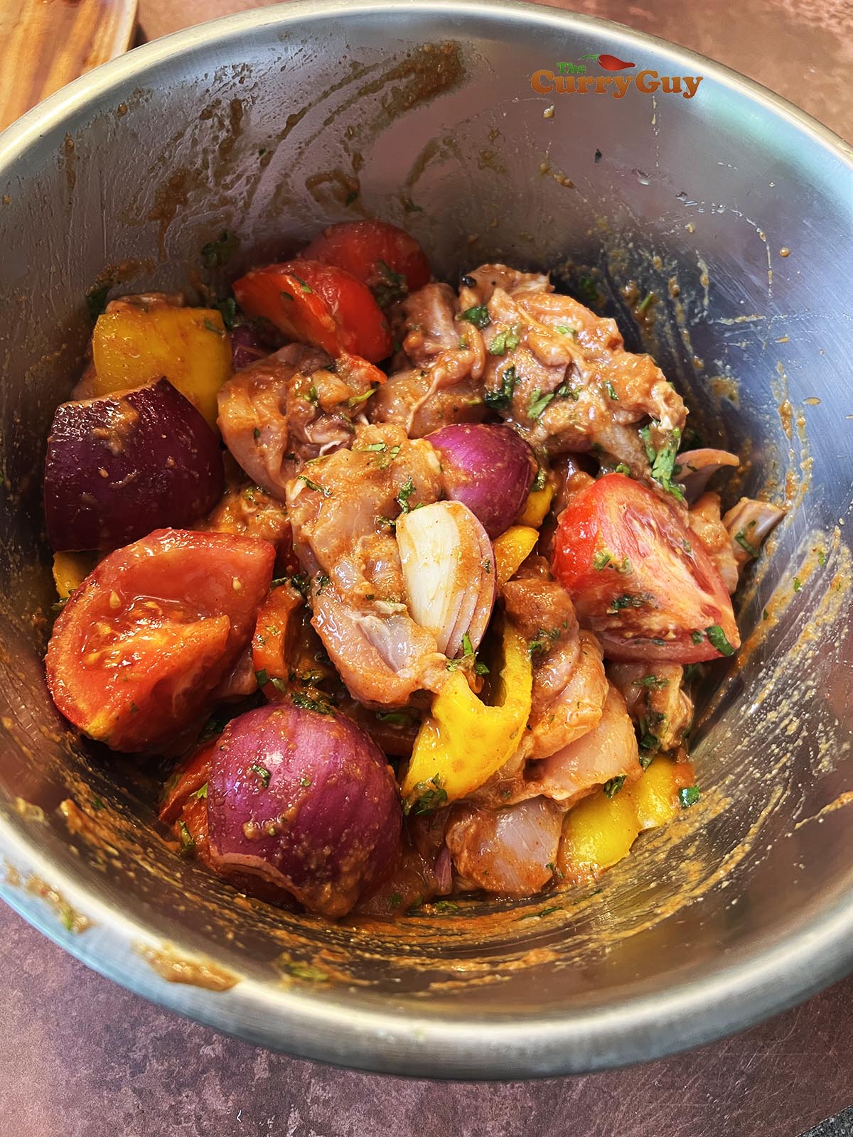 Marinating vegetable and chicken