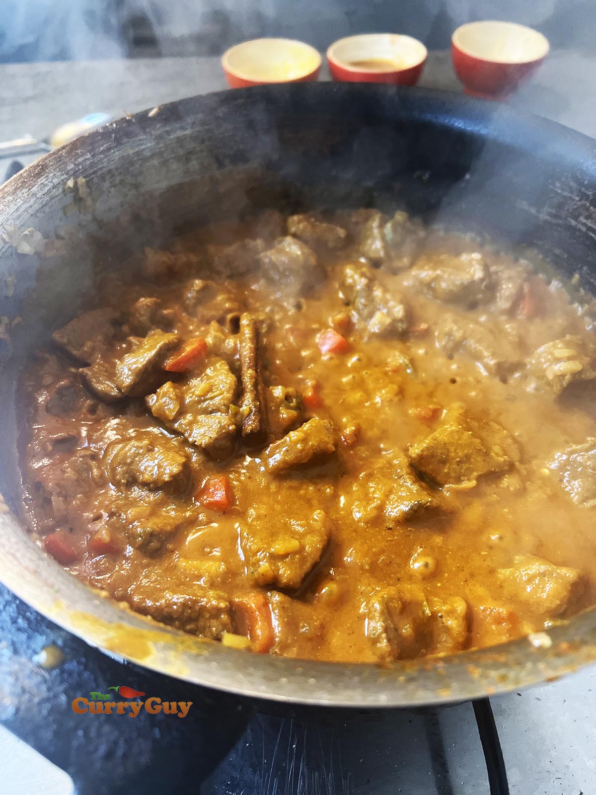 Cooking the sauce down to thicken