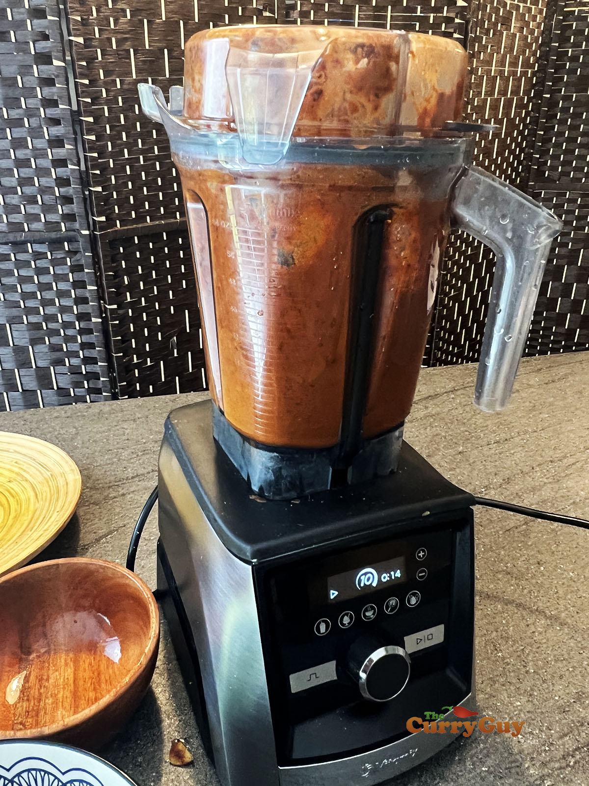Blending birria de res sauce