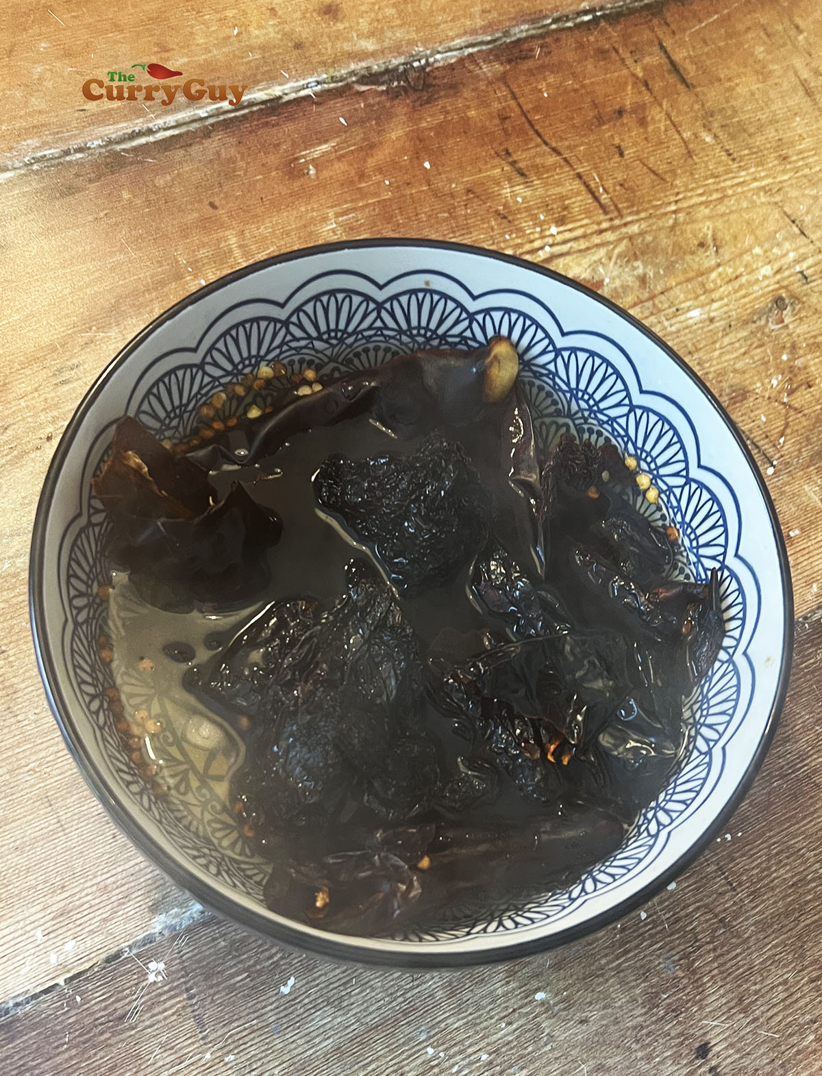 Soaking dried chillies