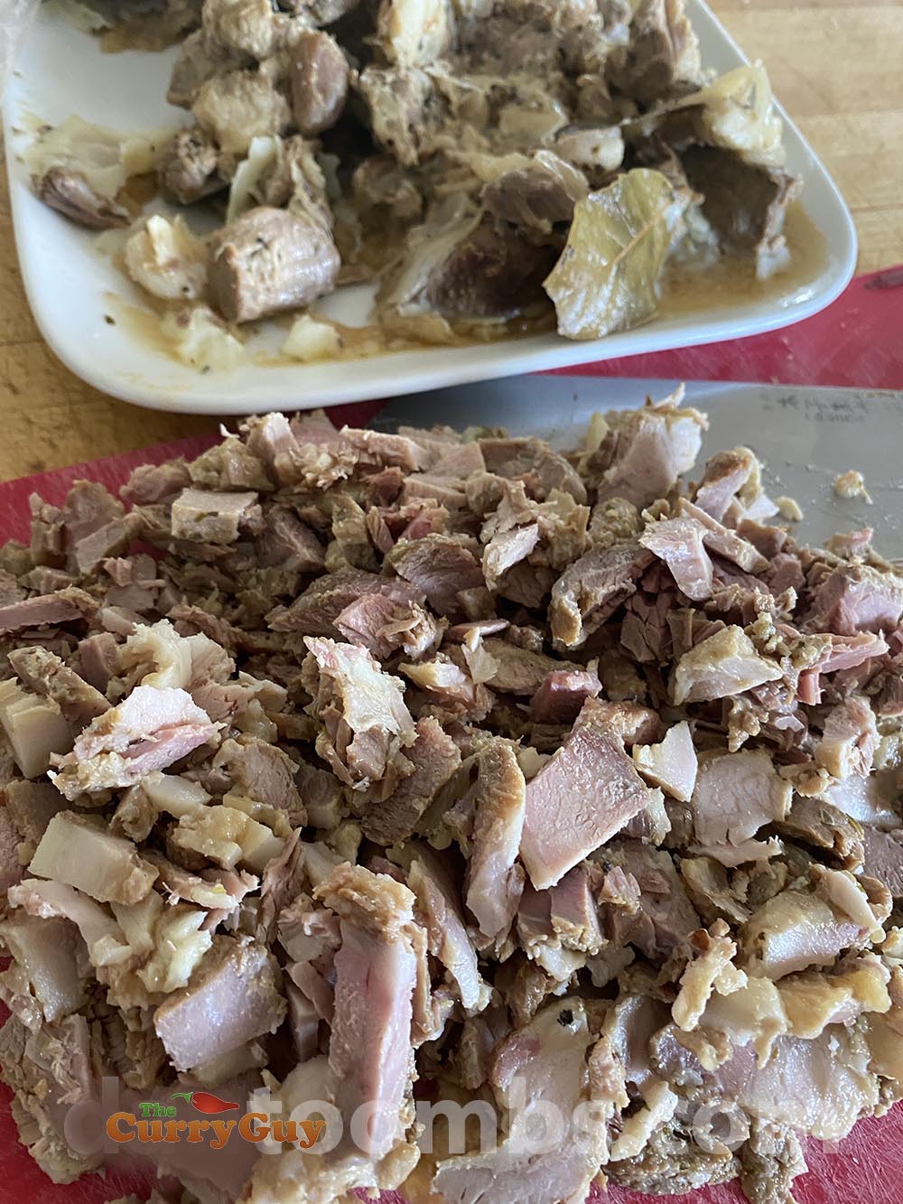 Pork torn into small pieces