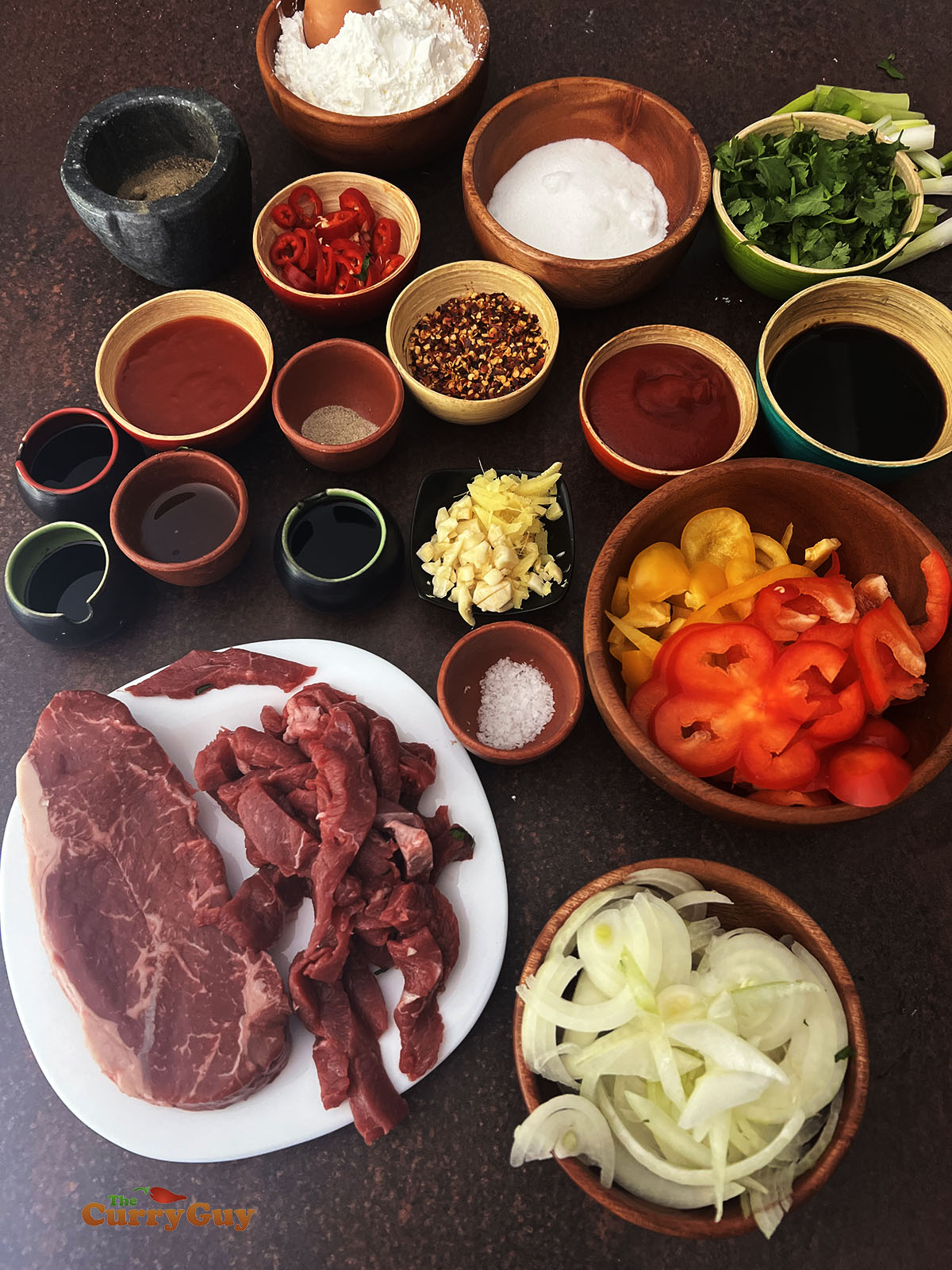 Ingredients for Chinese crispy beef