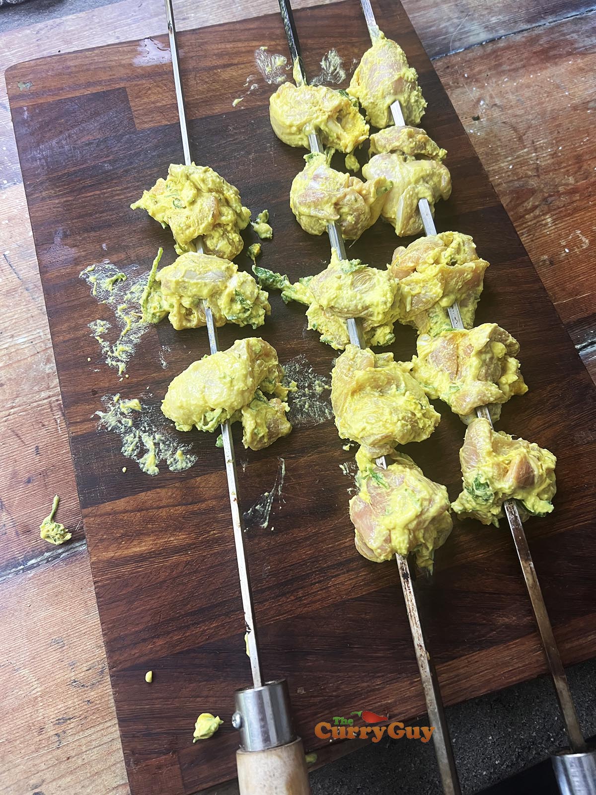 Malai chicken on skewers