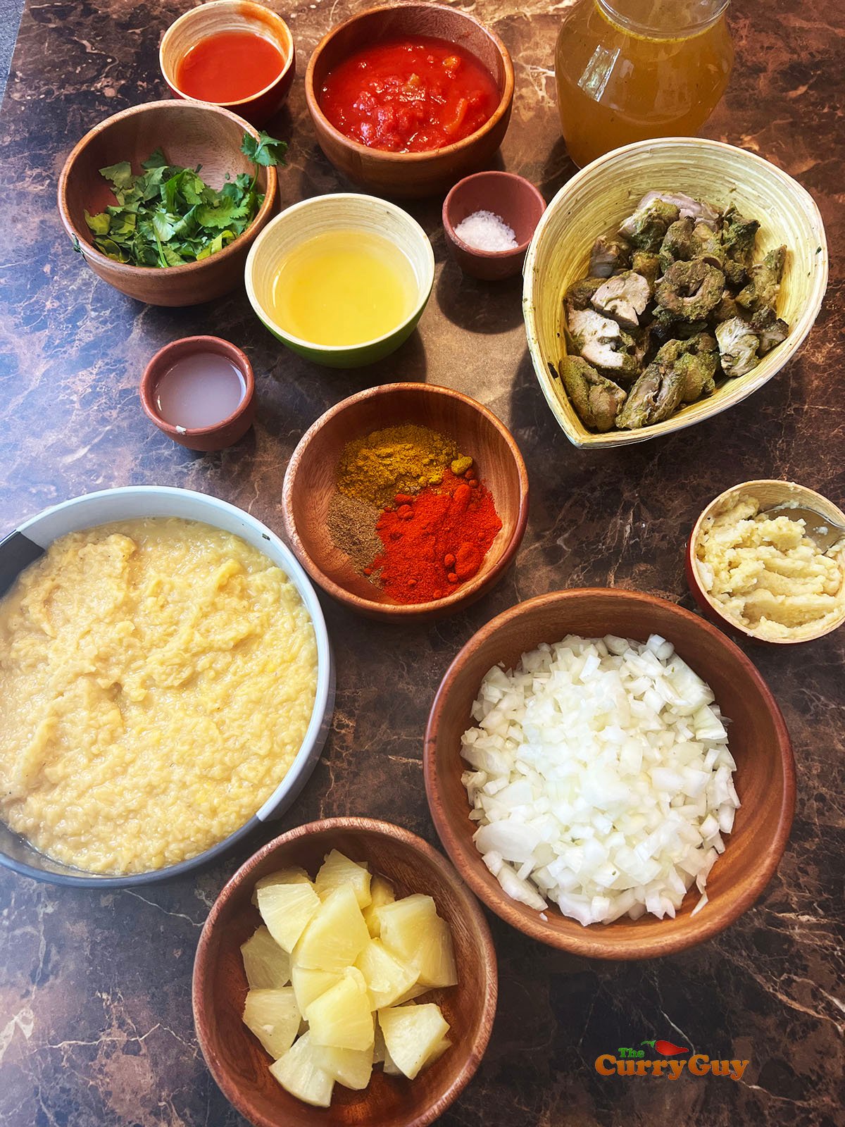 Ingredients for chicken dhansak from scratch