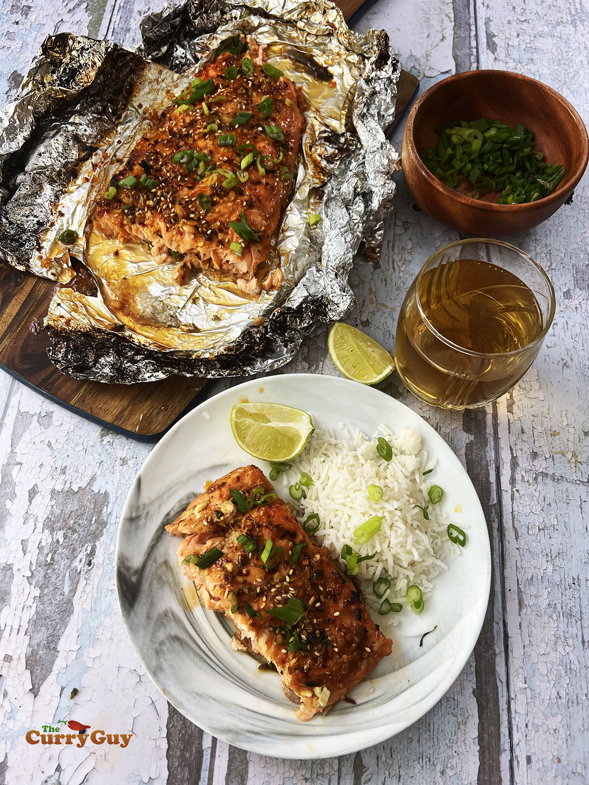 Plated honey glazed baked salmon