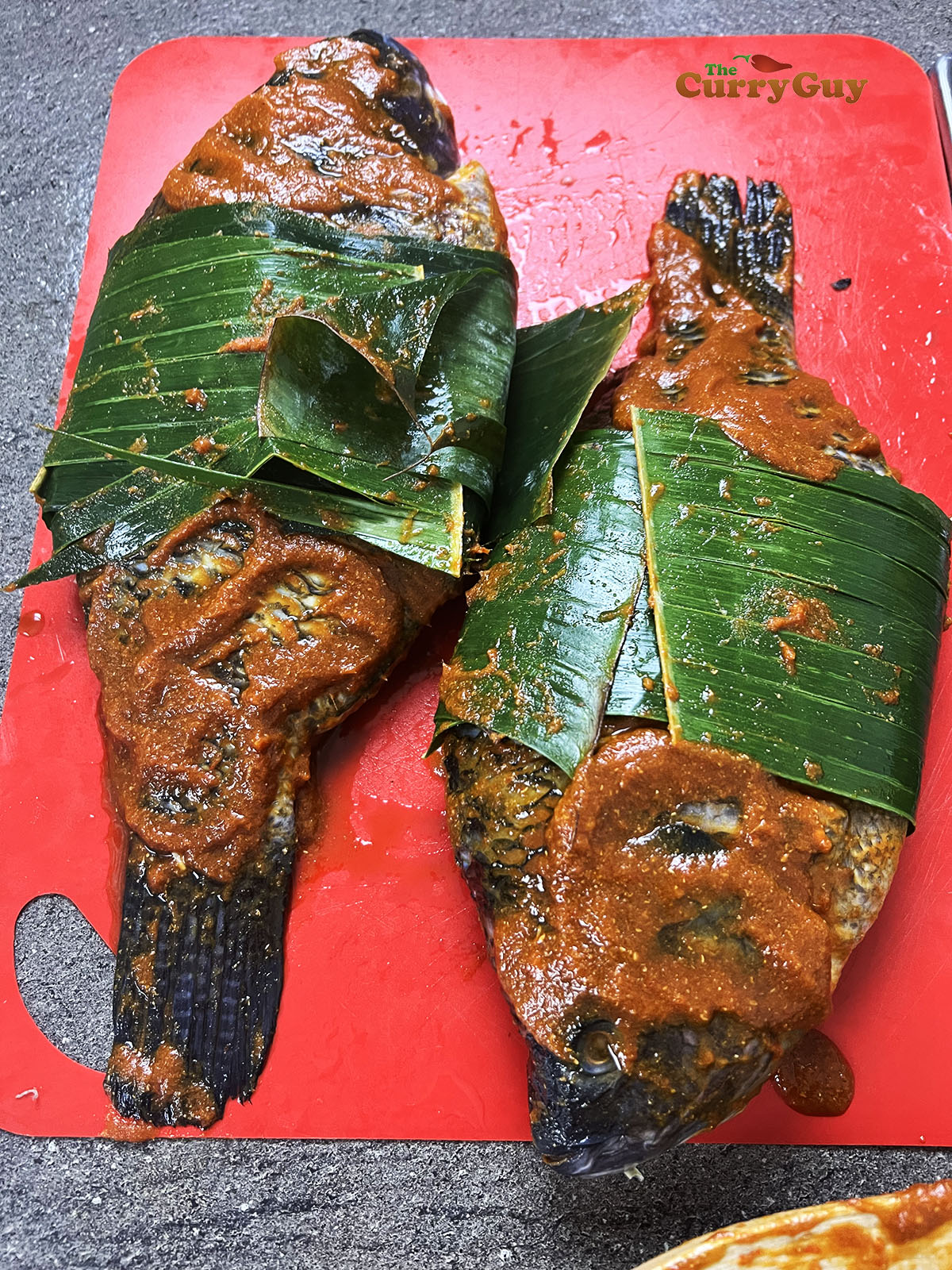 fish wrapped in banana leaves