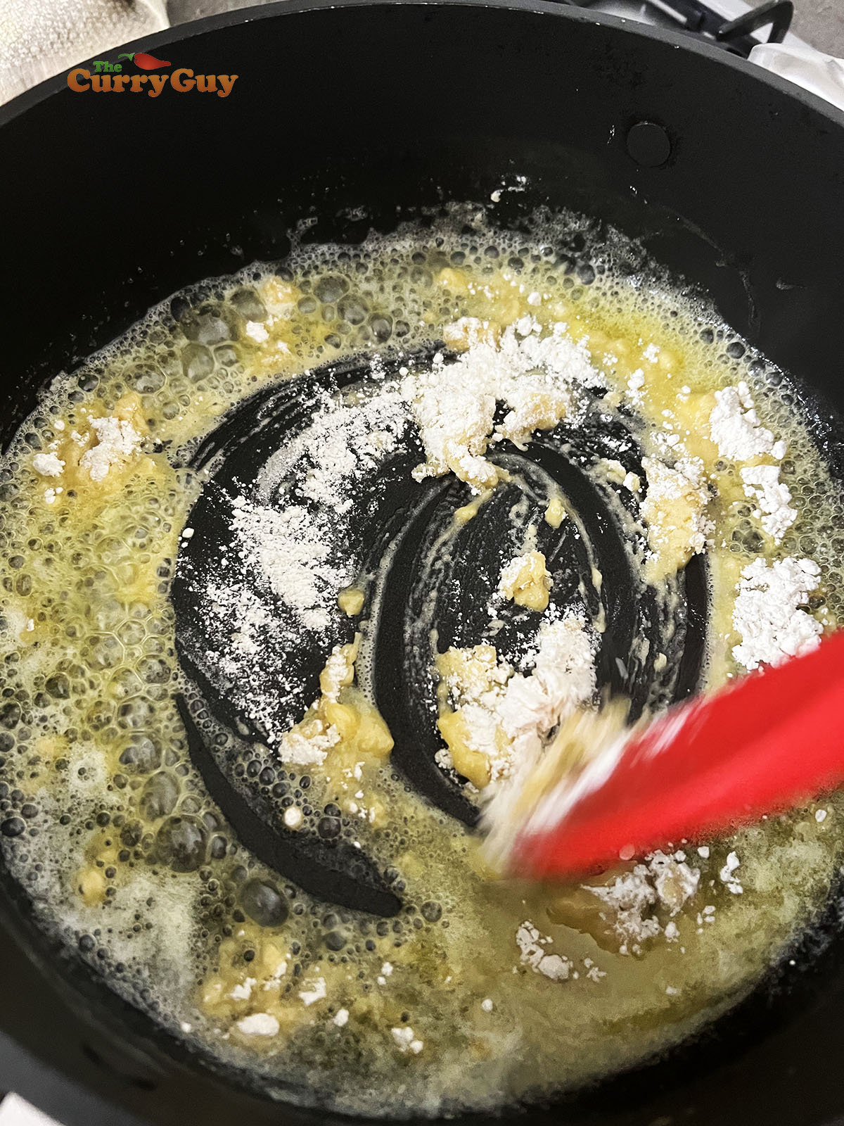 Making the roux for the sauce