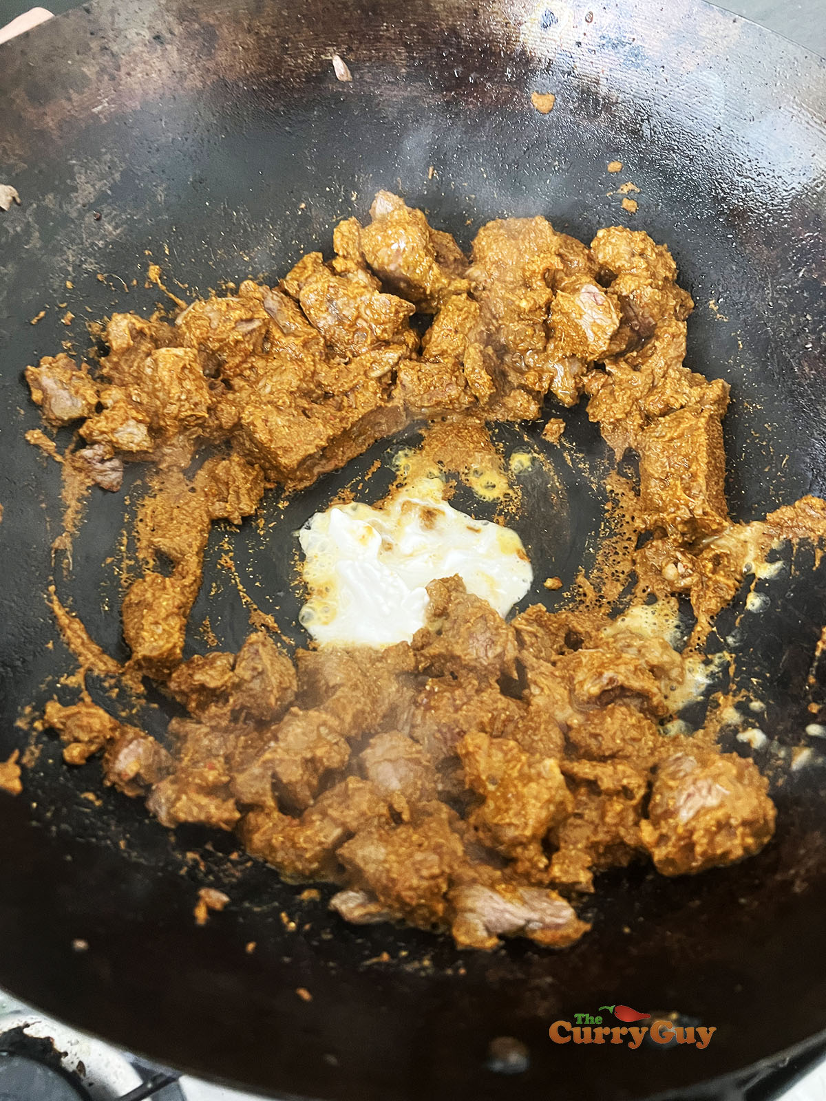 Stirring in the prepared paste