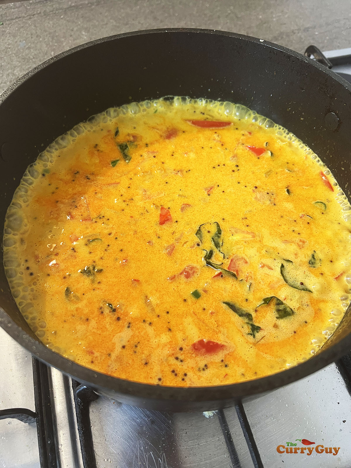 Simmering coconut milk
