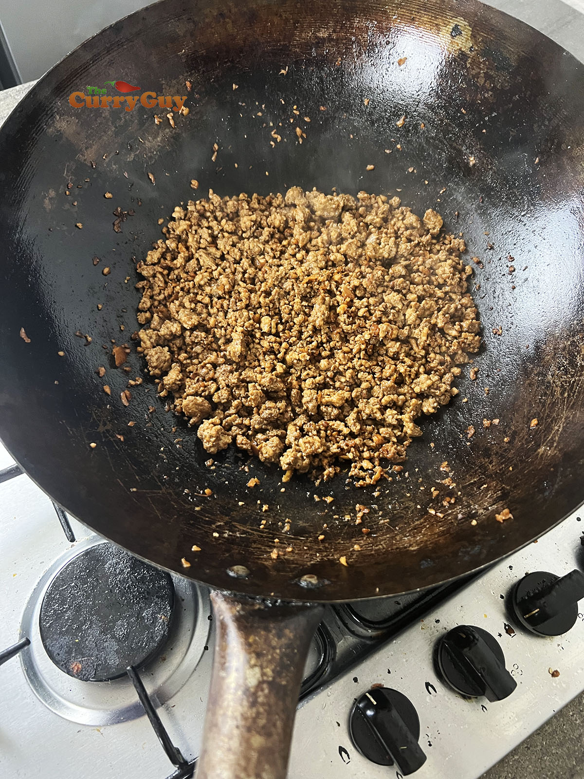Stir frying the meat