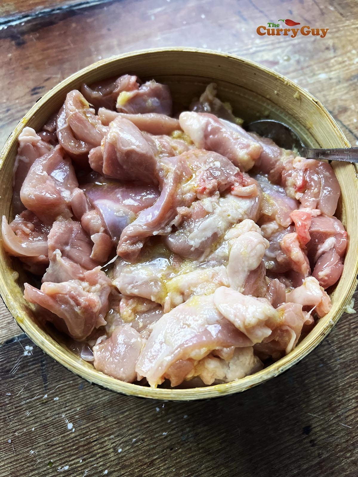 Chicken marinating in first marinade.