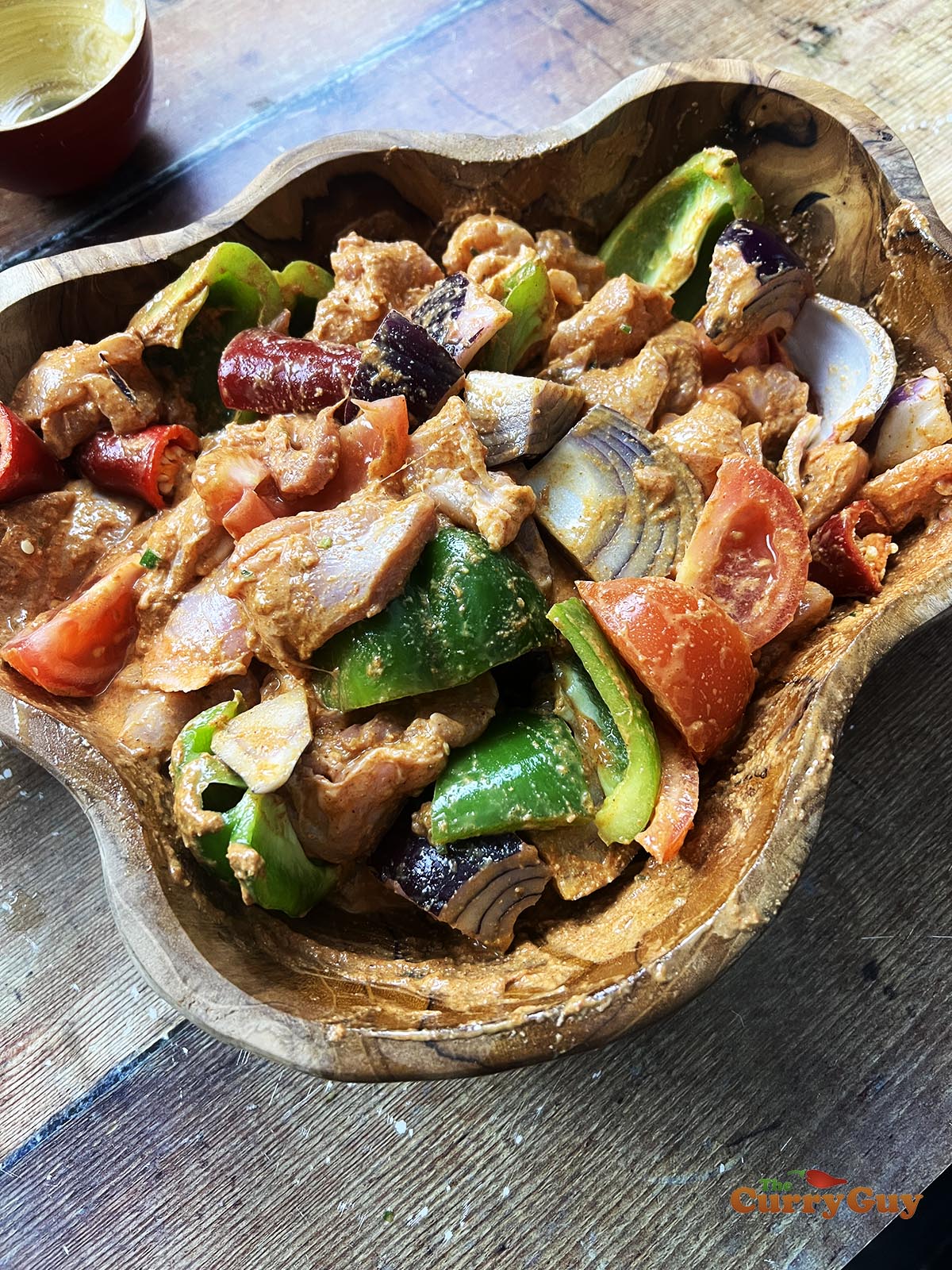 chicken and vegetables marinating.