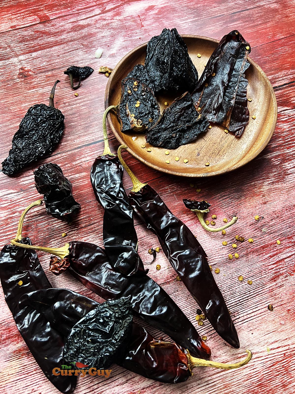 Preparing the chilies.