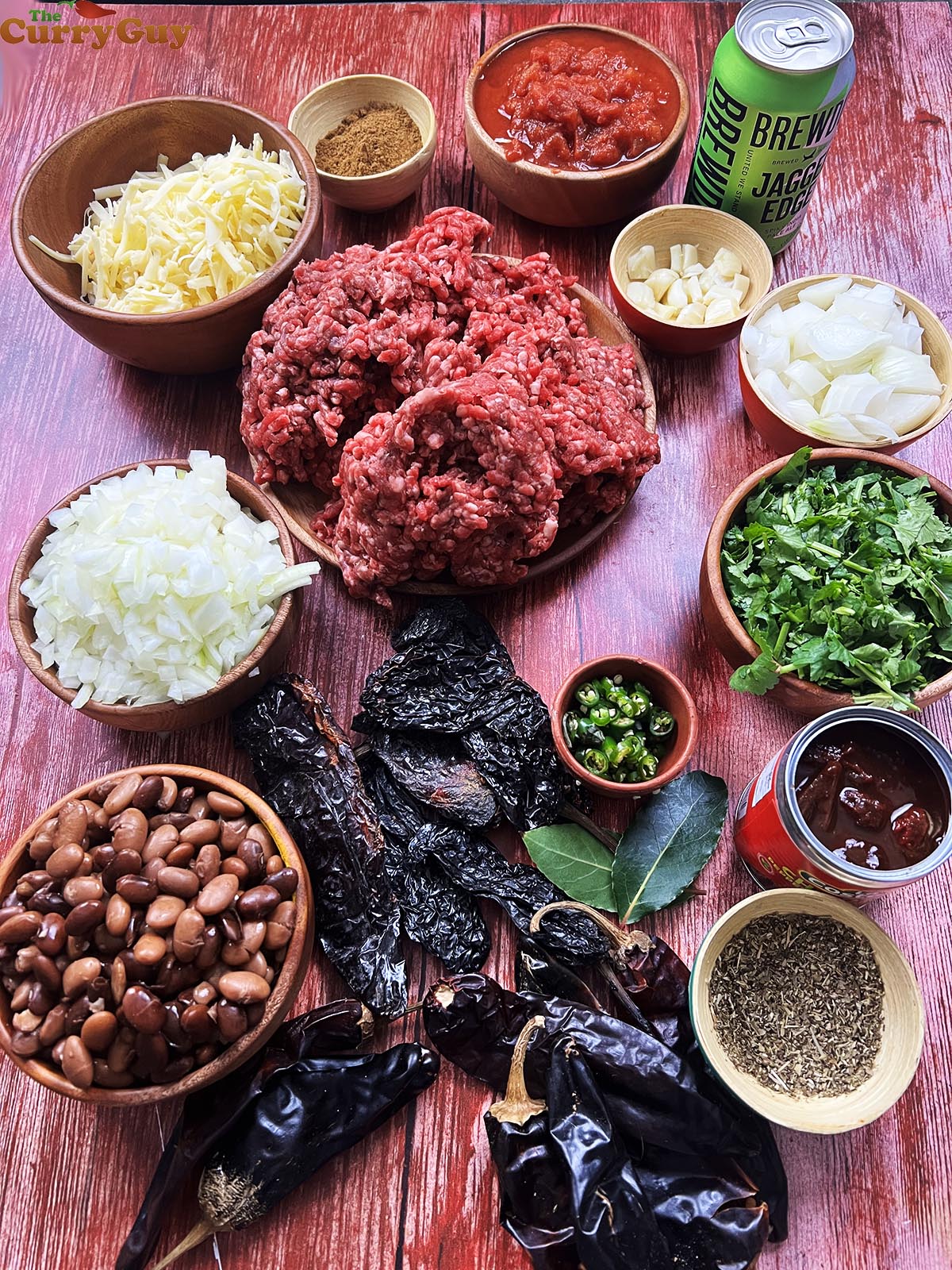 Ingredients for chili con carne