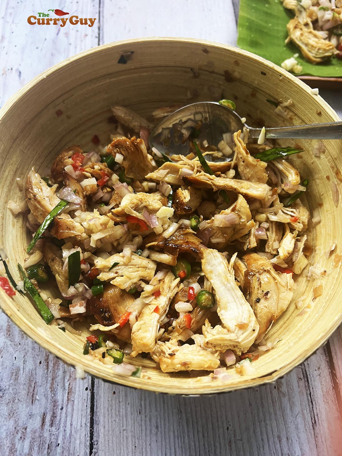 Mixing the sambal matah