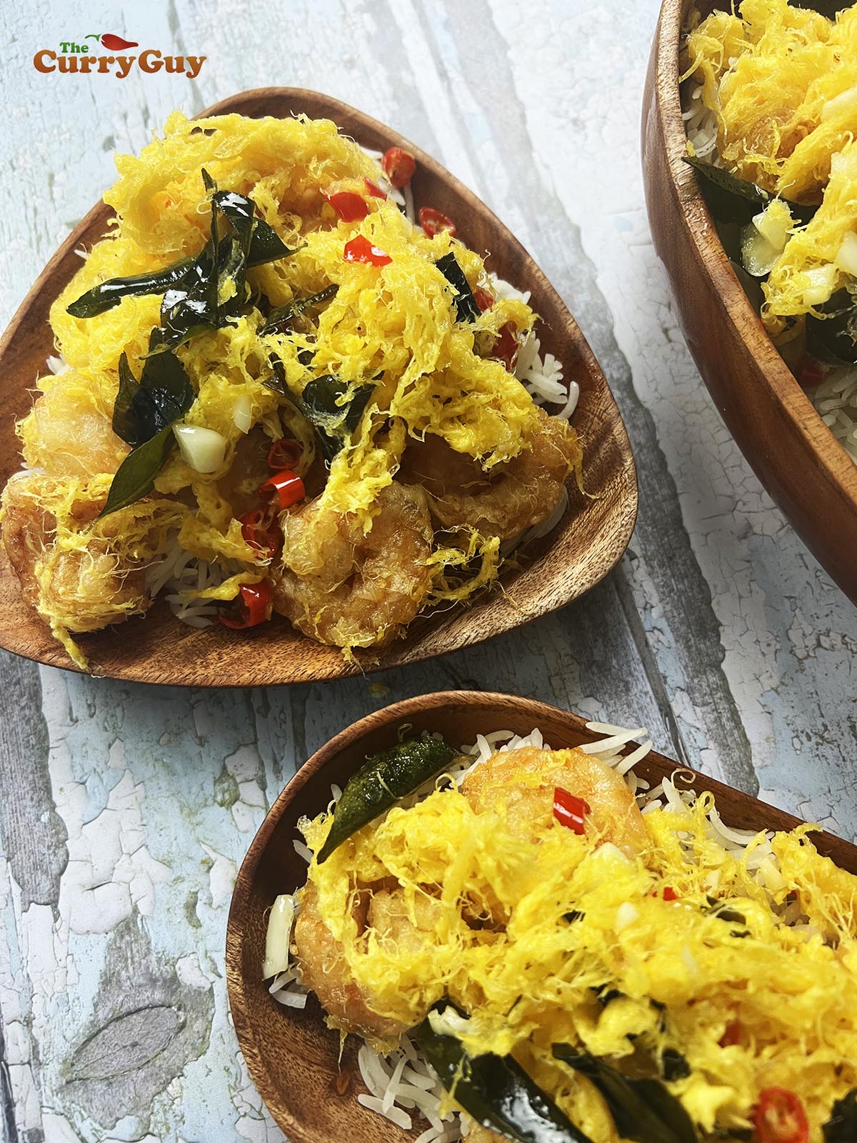 Finished butter egg floss prawns