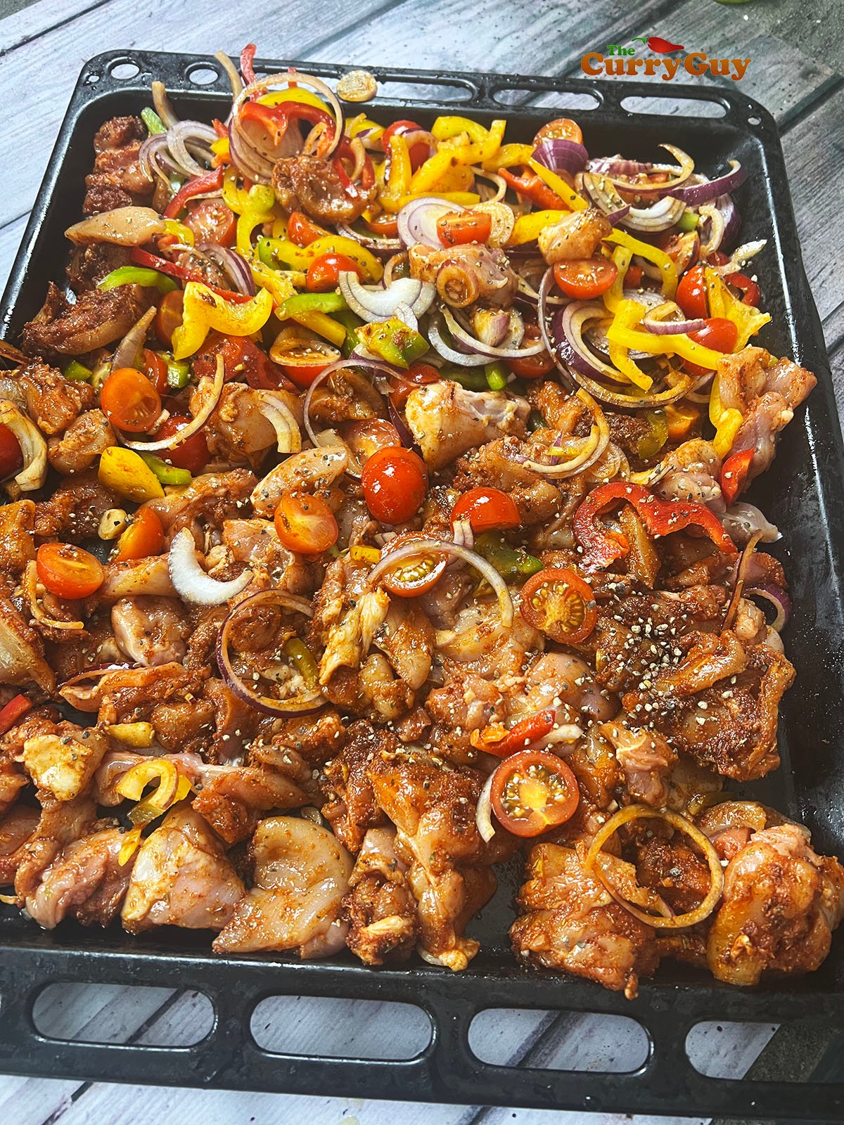 Chicken and vegetables ready for cooking.