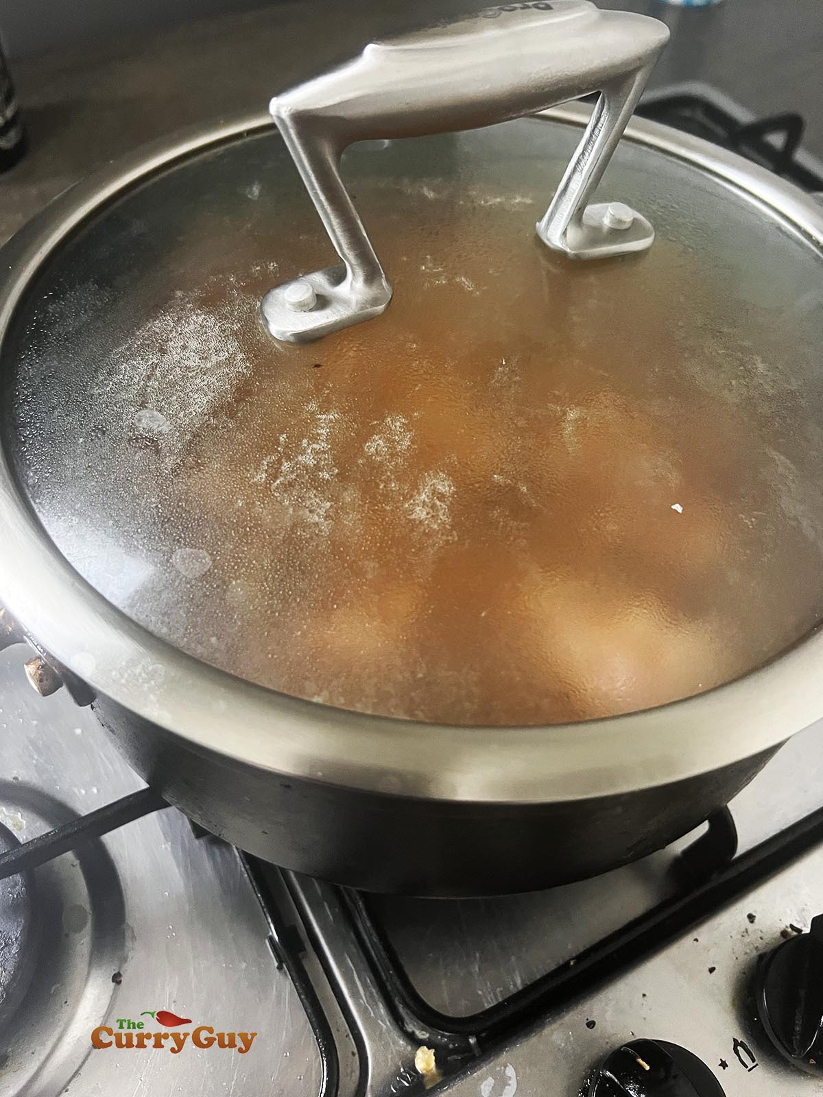 Covering the pan to simmer for 20 minutes.