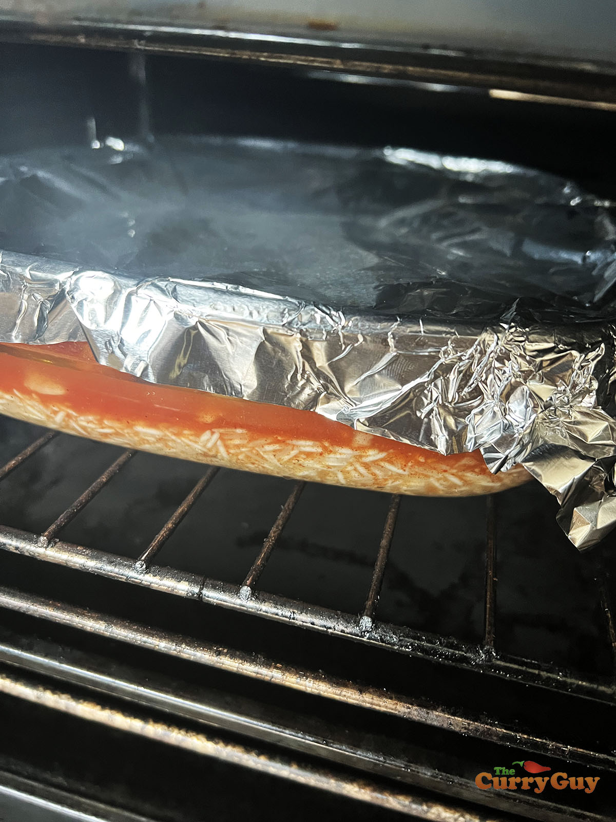 Place rice in the oven.