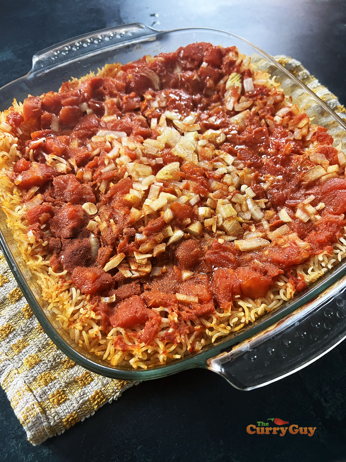 Rice taken out of the oven