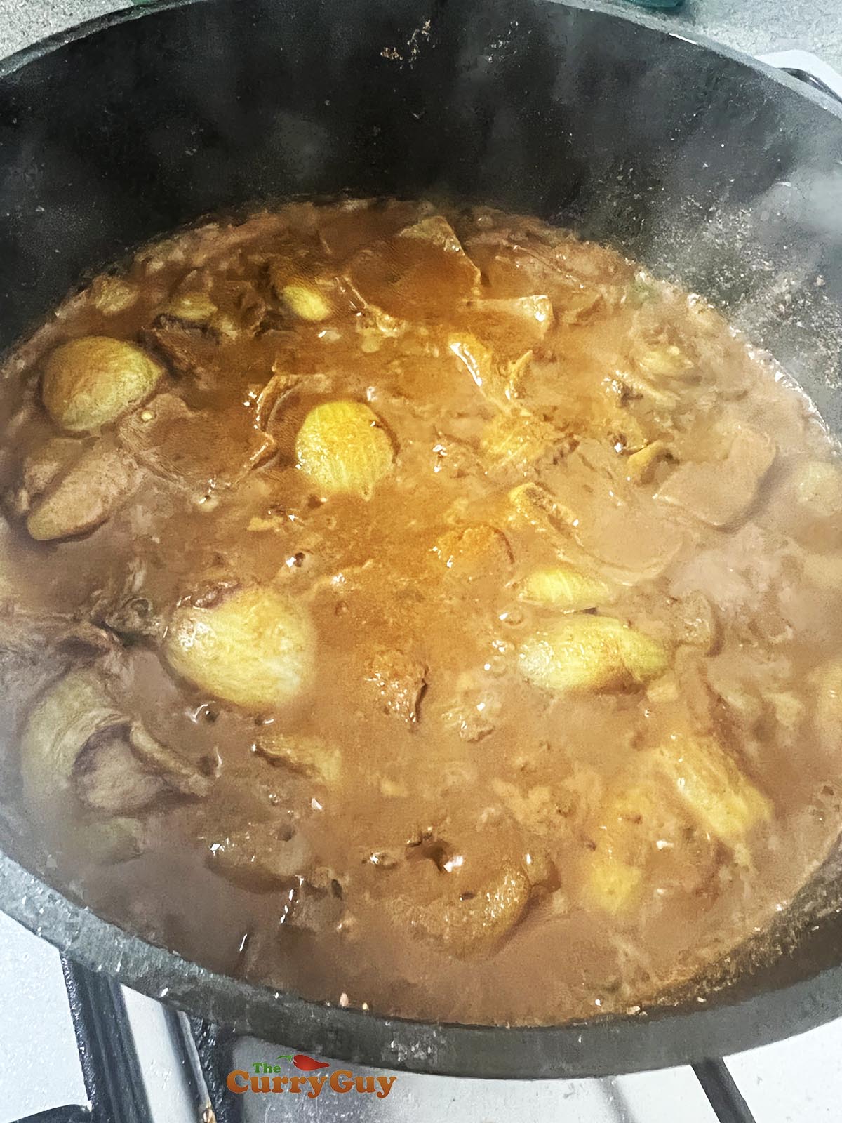 Adding water to cover the vegetable