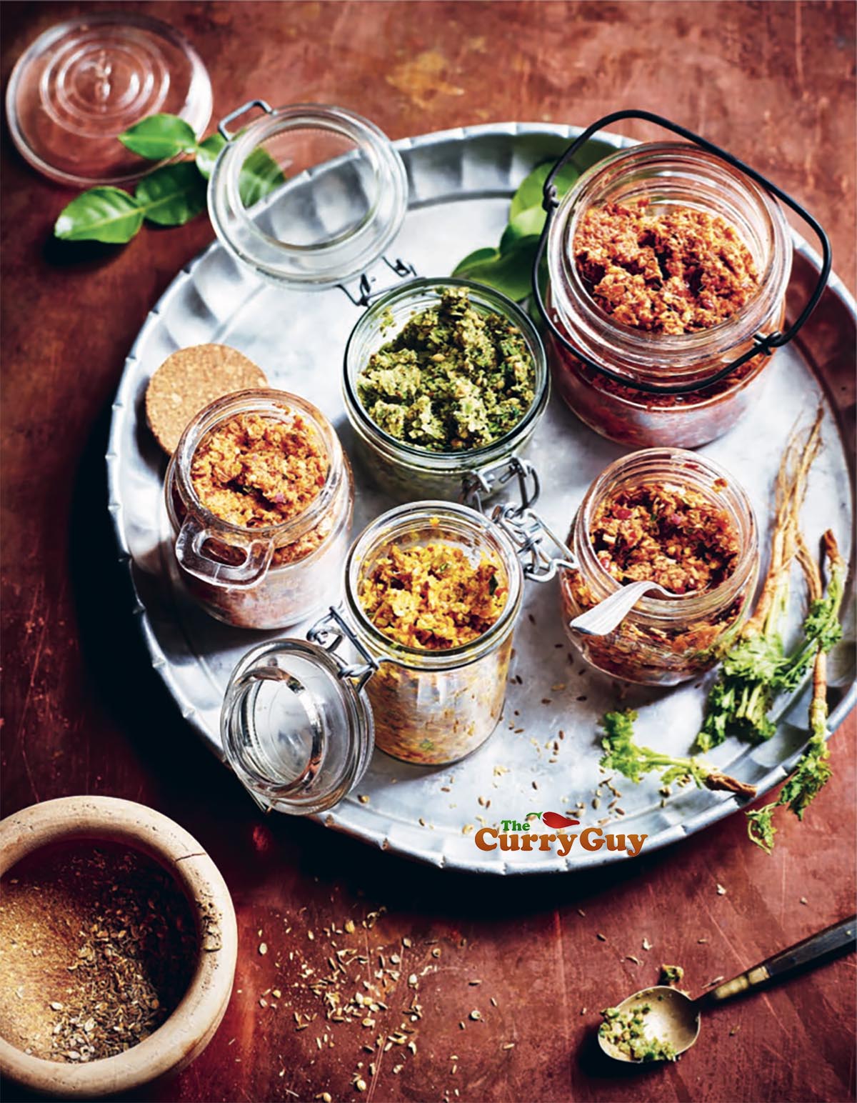 Selection of Thai curry pastes, homemade and ready to use.