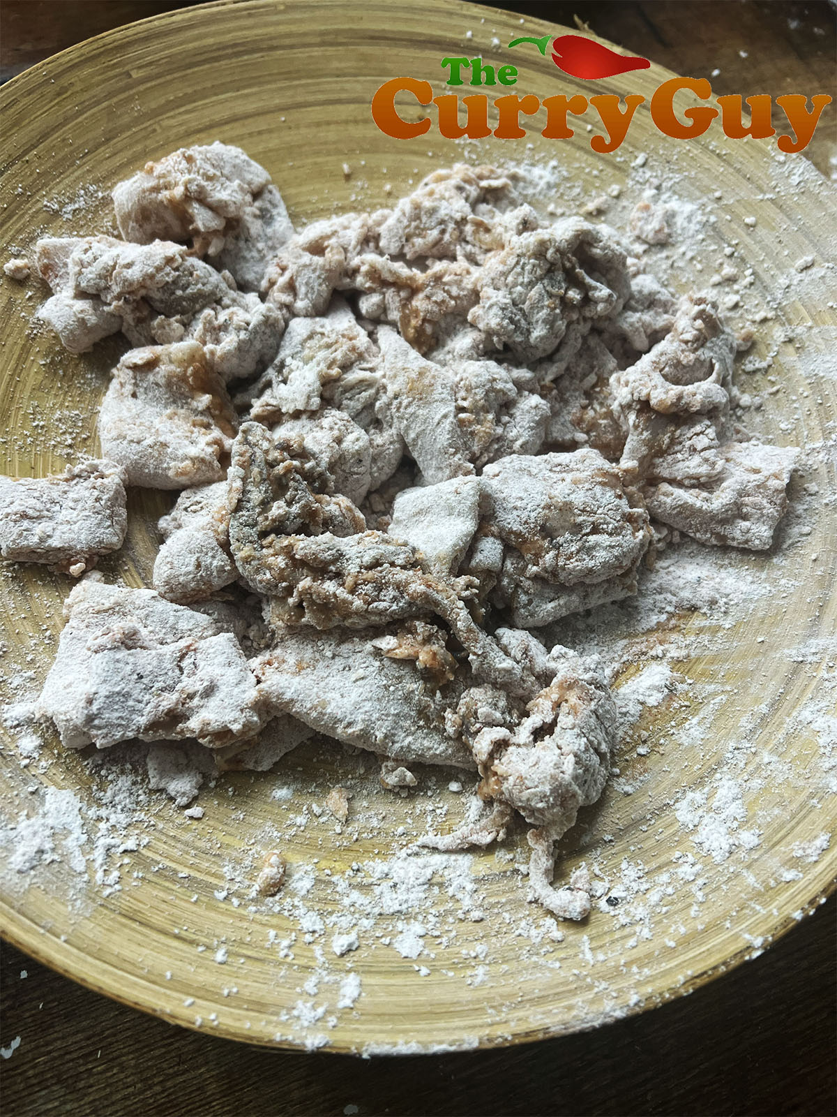 The squid covered in flour.