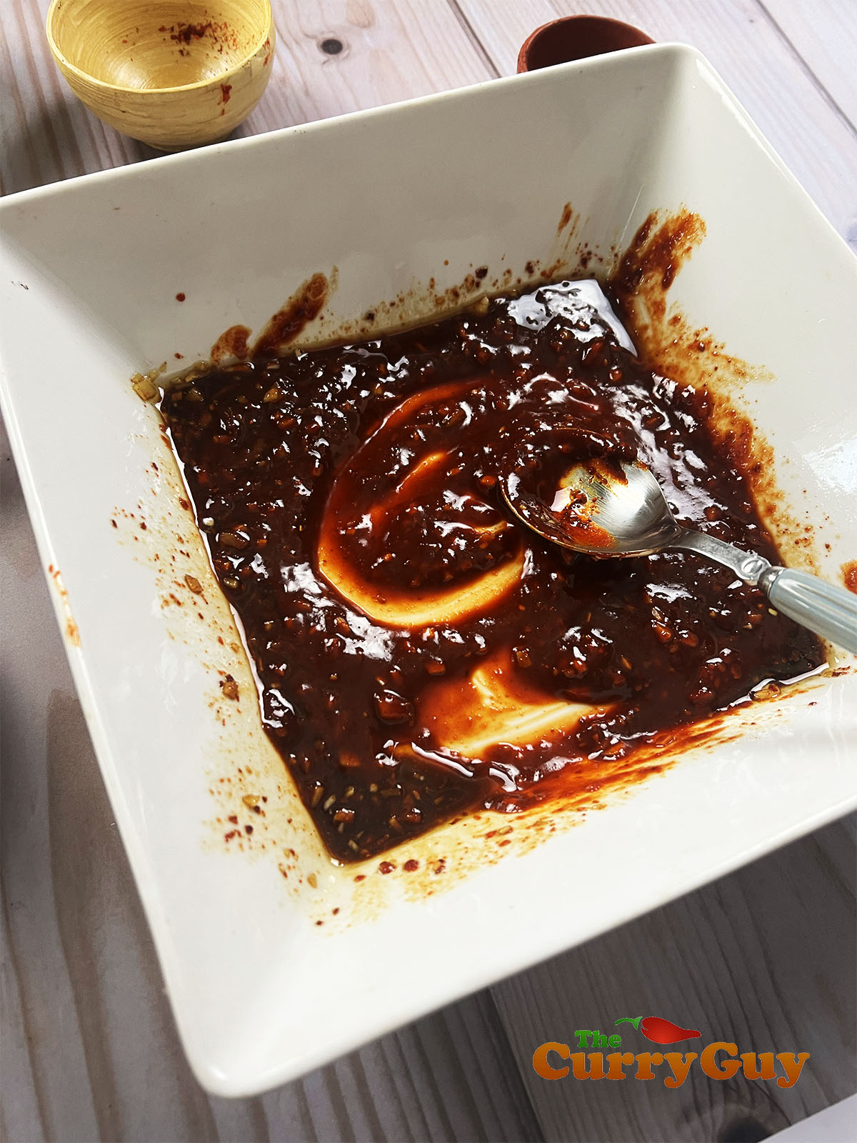 The marinade ingredients in a bowl.