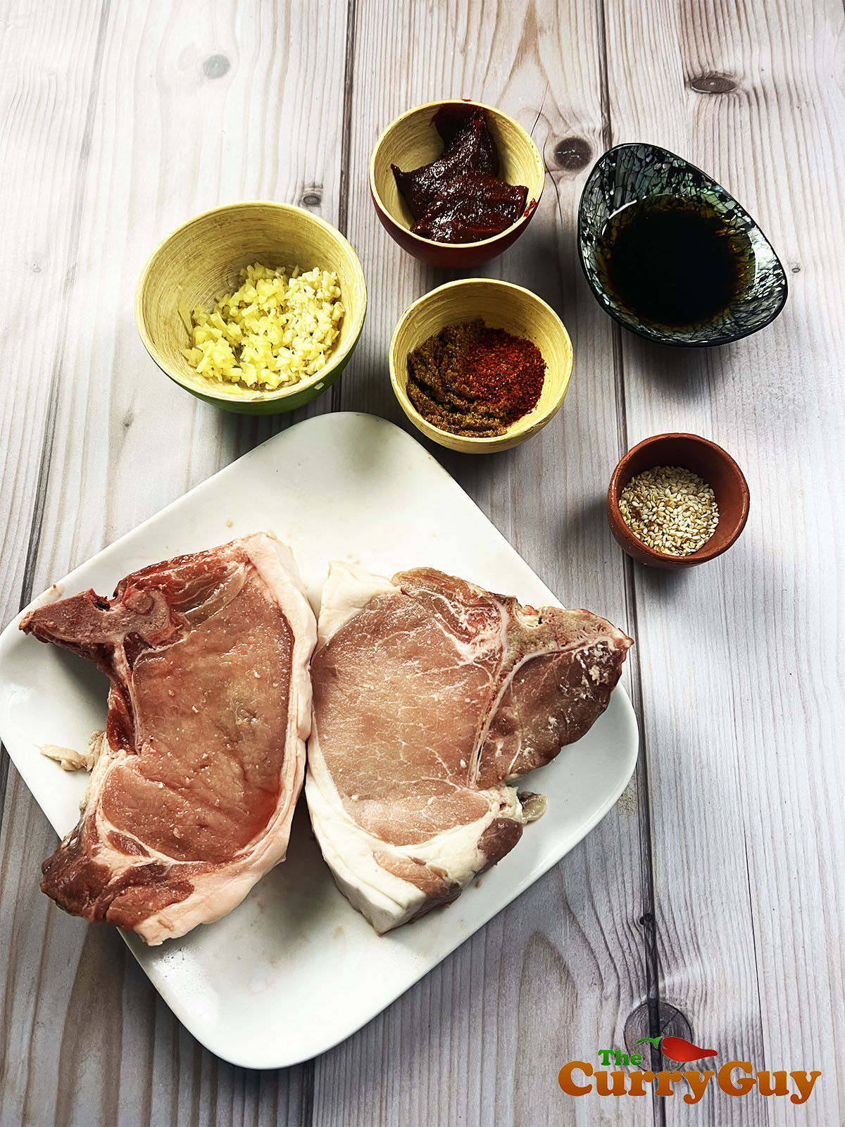 Ingredients for Korean style pork chops.