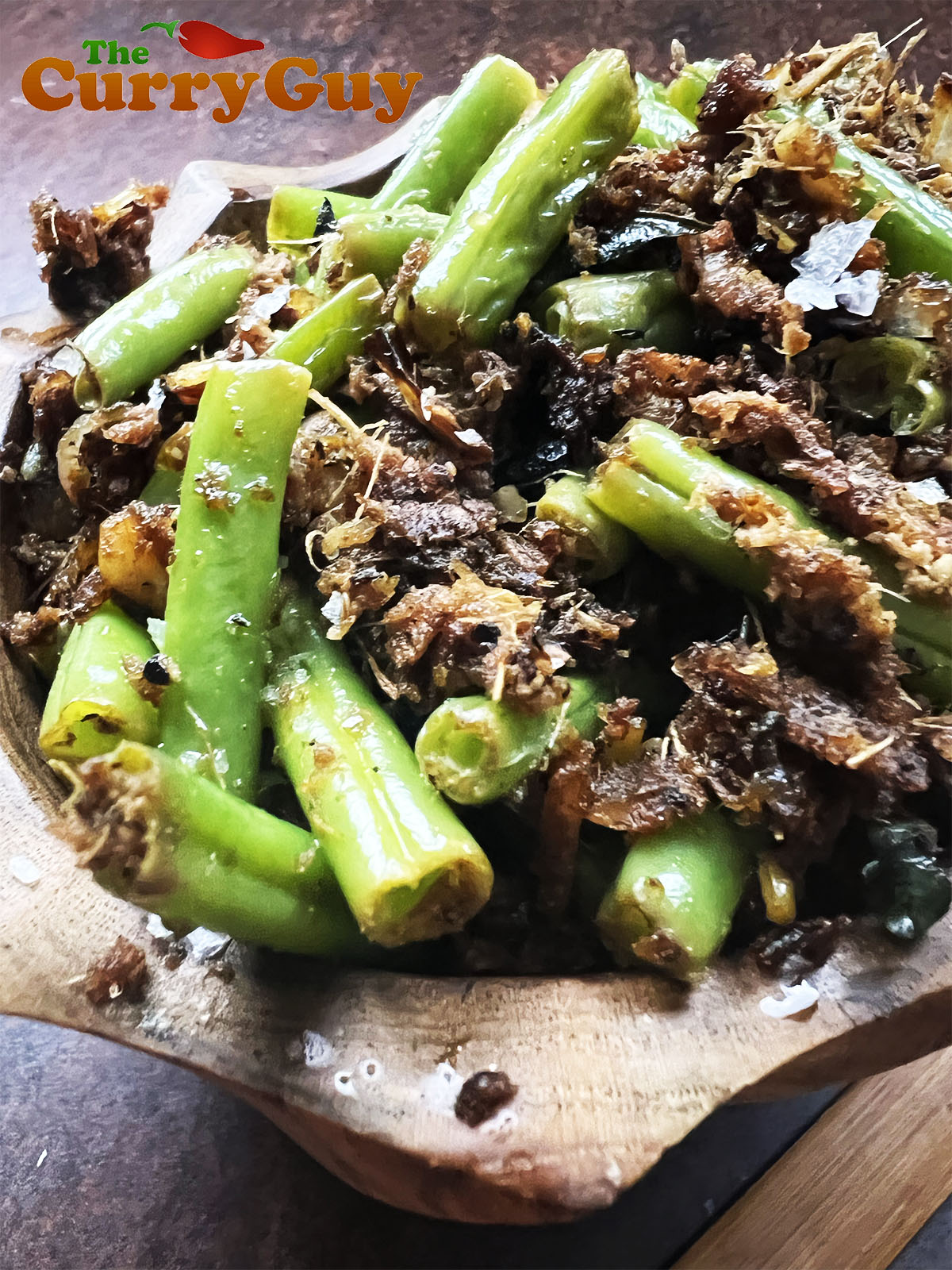 The finished spicy green beans.