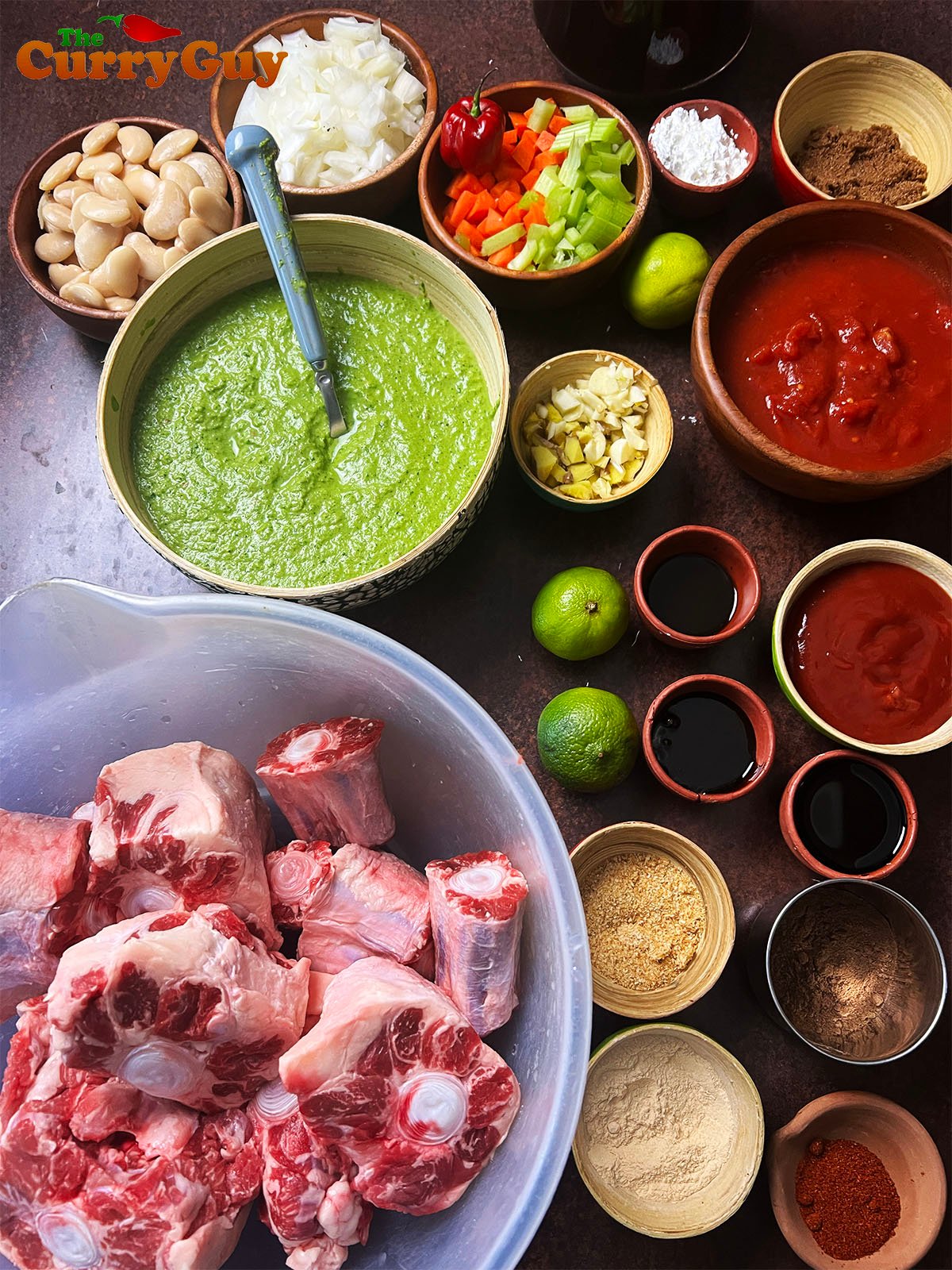 Ingredients for Jamaican oxtail stew