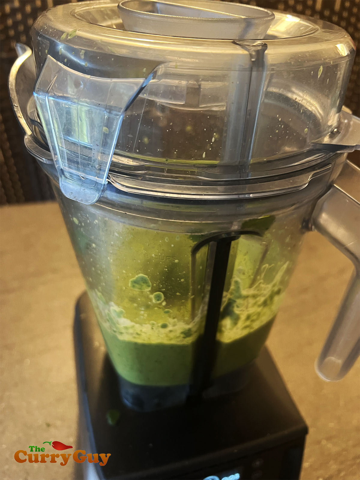 Blending the green paste ingredients