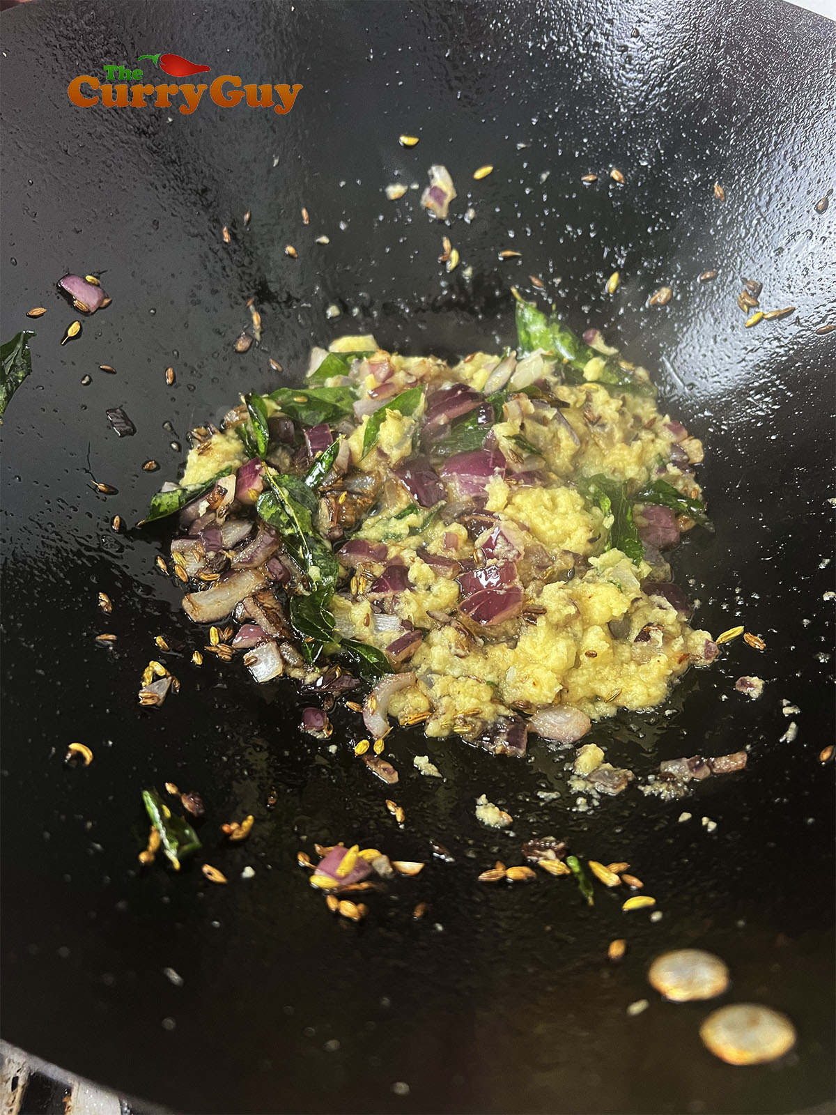 Frying aromatic ingredients.