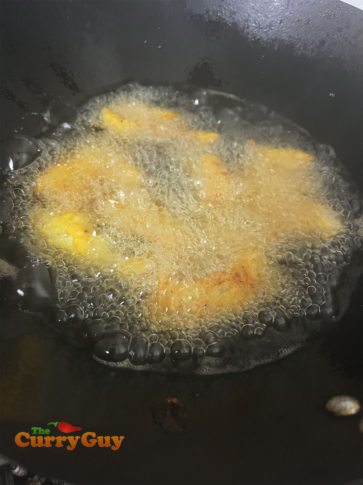 Frying the chicken