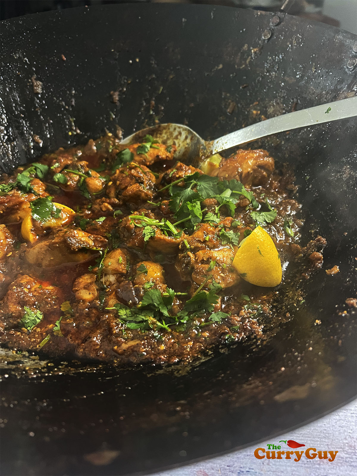 The thickened bhuna sauce