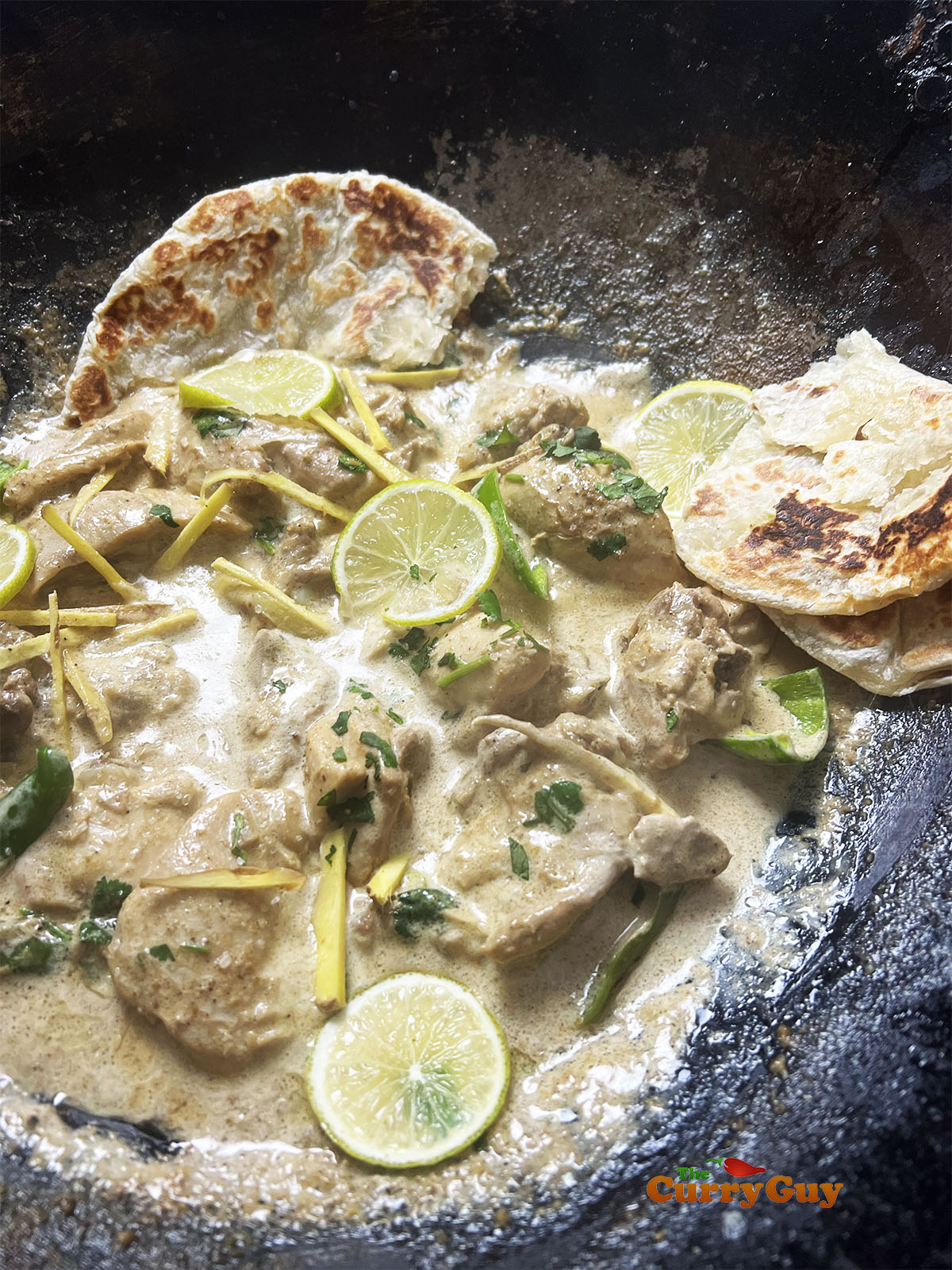 Chicken white karahi served with chapattis