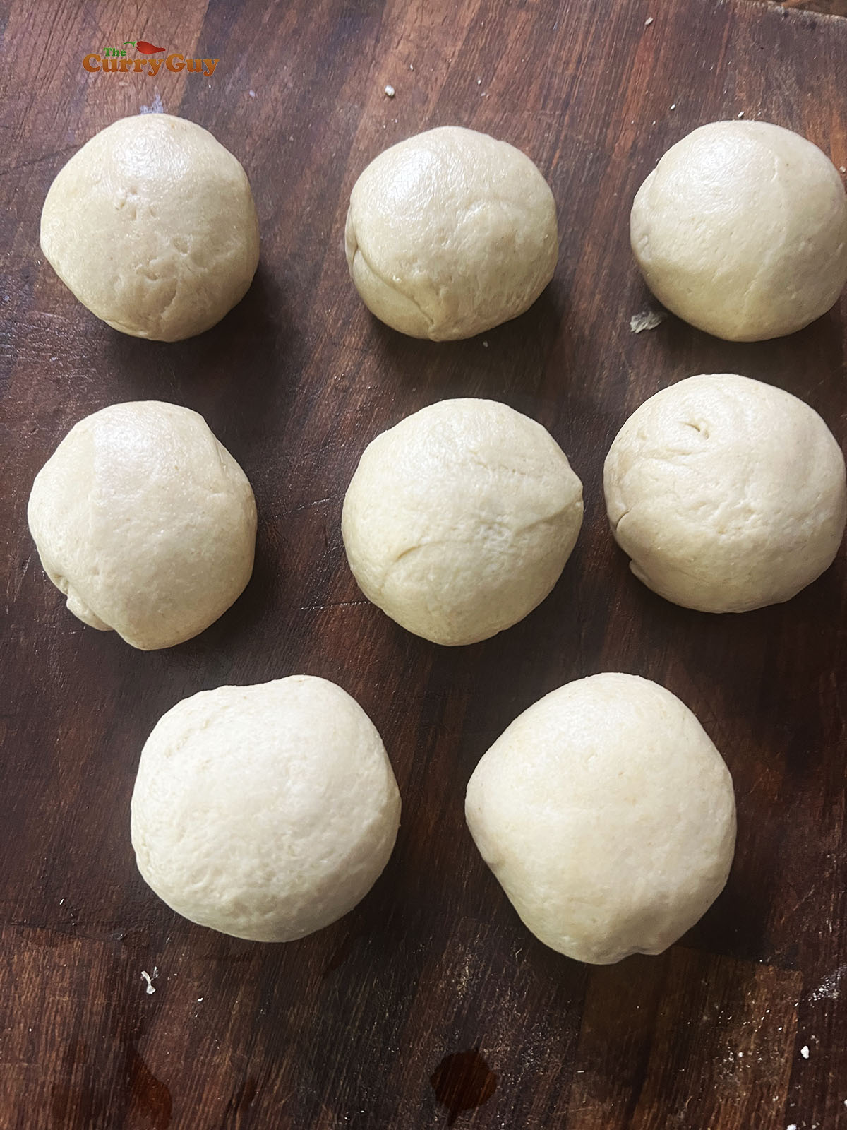 Rolling the dough into small balls