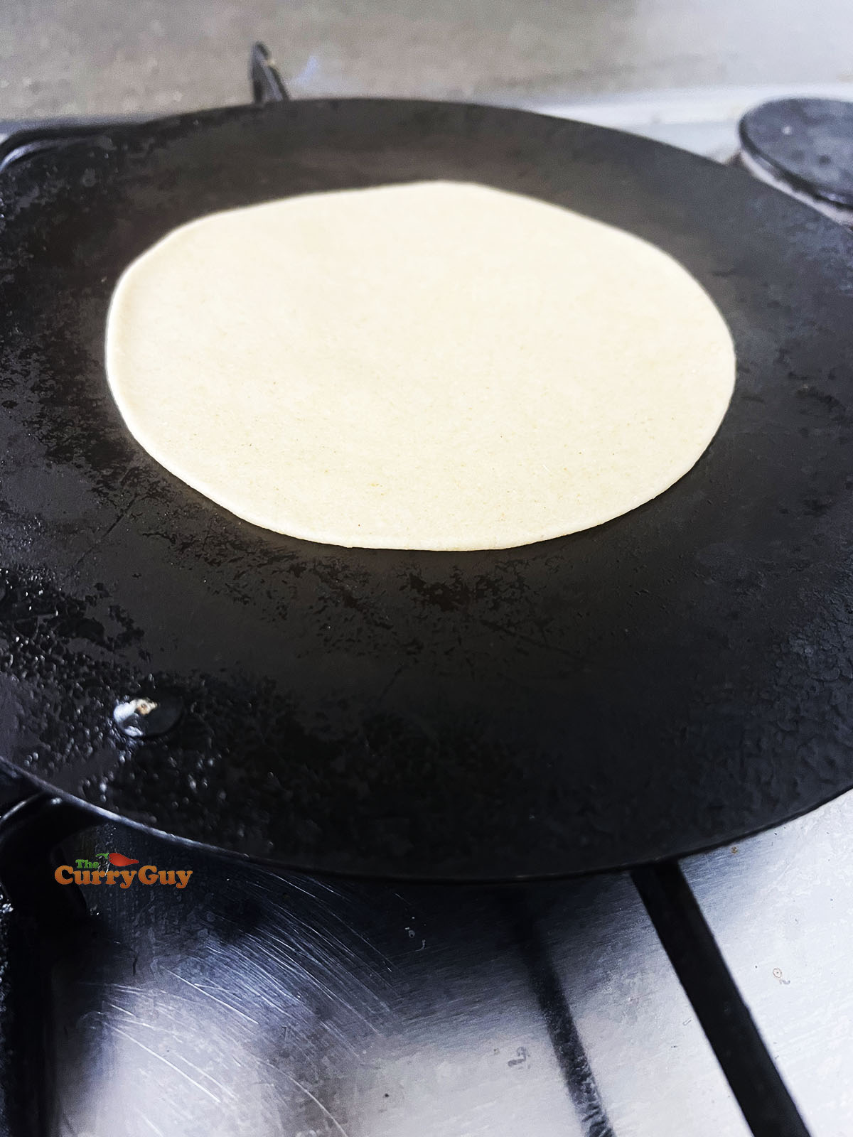 Chapati starting to cook.